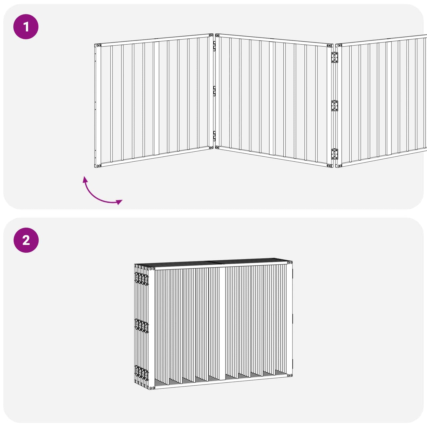 Hundedør 10 pcs Sort 80 x 60 cm Galvaniseret stål