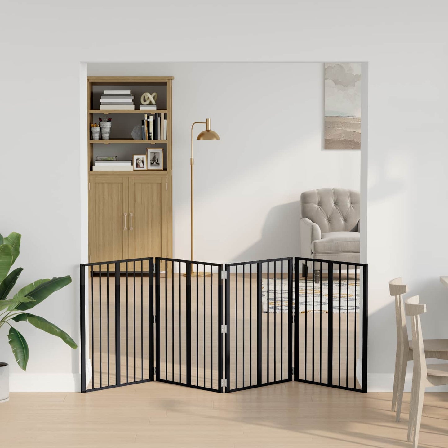 Hundedør 4 pcs Sort 60 x 80 cm Galvaniseret stål