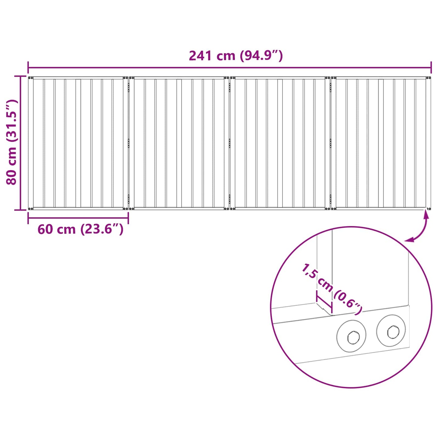Hundedør 4 pcs Sort 60 x 80 cm Galvaniseret stål