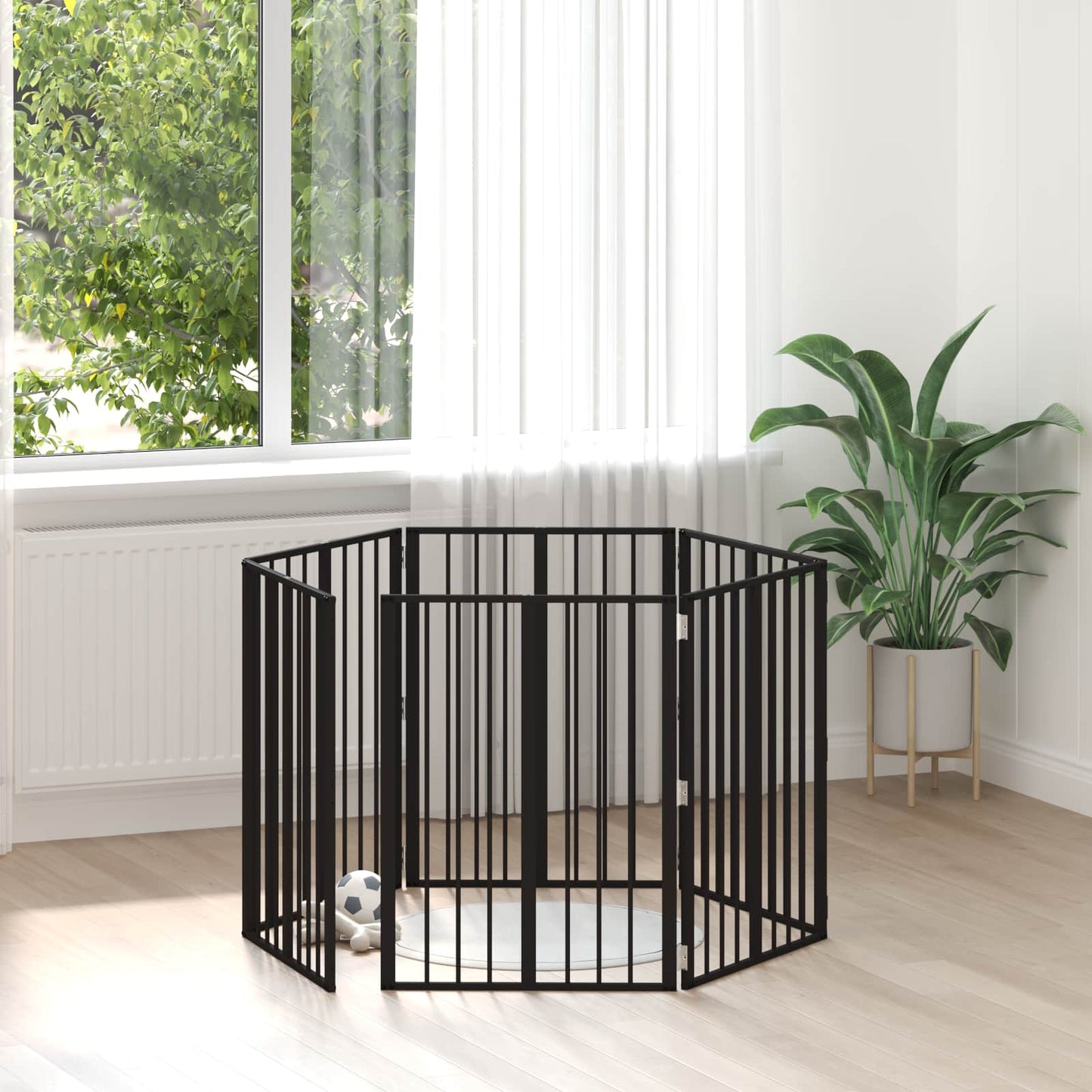 Hundedør 6 pcs Sort 60 x 80 cm Galvaniseret stål