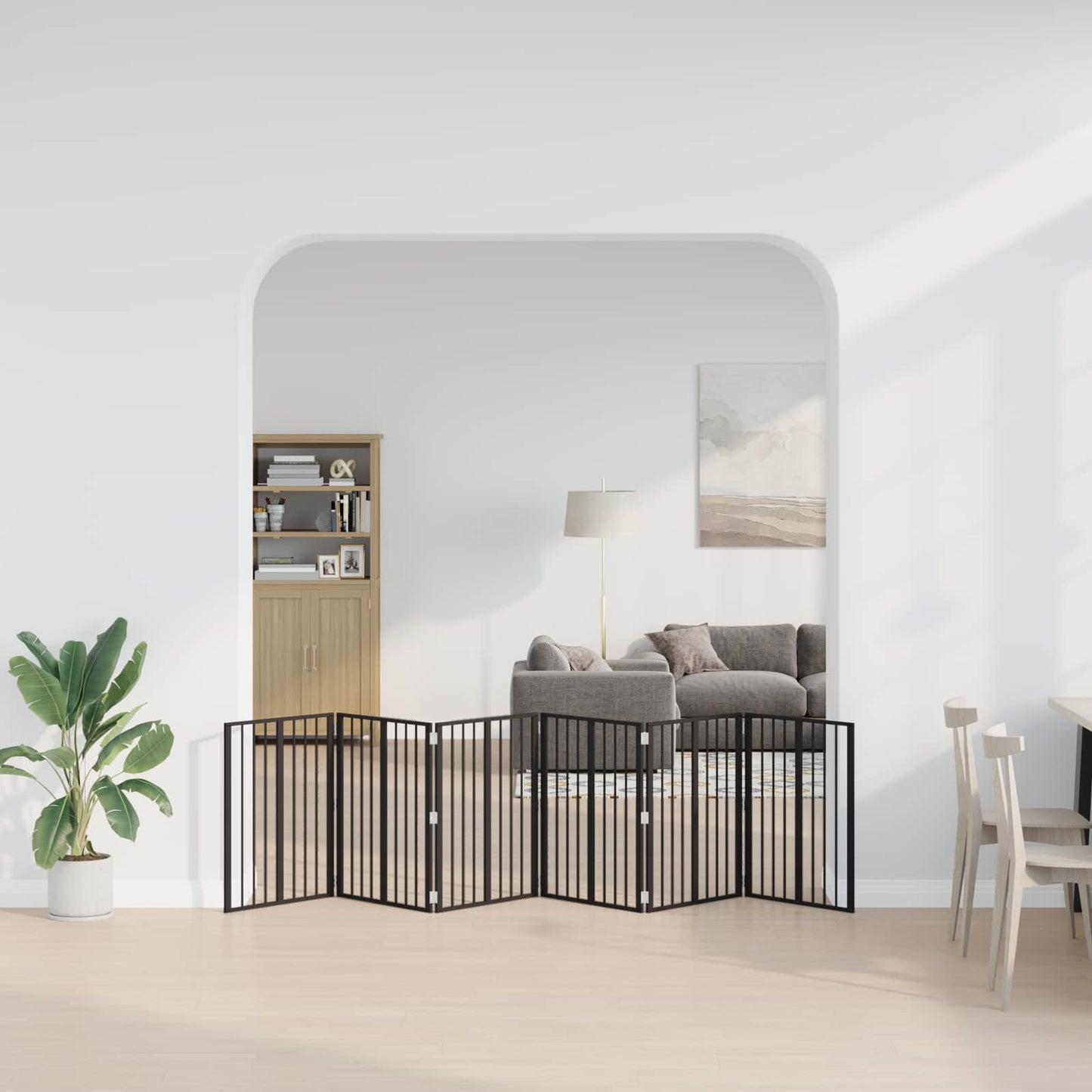 Hundedør 6 pcs Sort 60 x 80 cm Galvaniseret stål