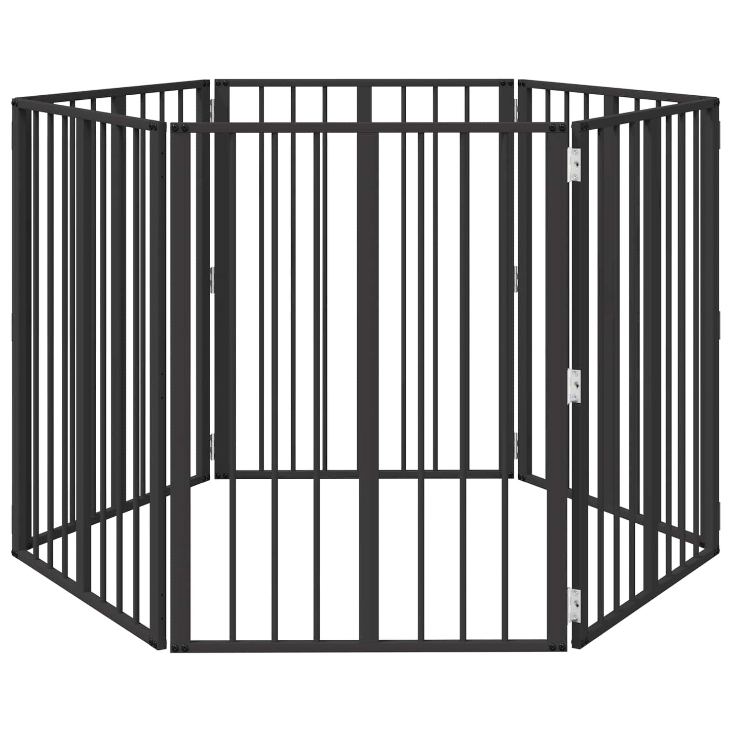 Hundedør 6 pcs Sort 60 x 80 cm Galvaniseret stål