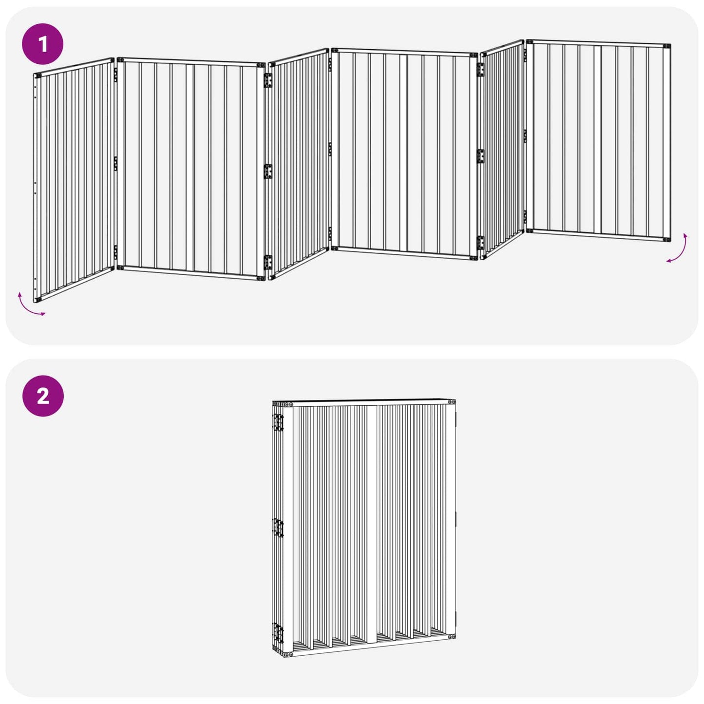 Hundedør 6 pcs Sort 60 x 80 cm Galvaniseret stål