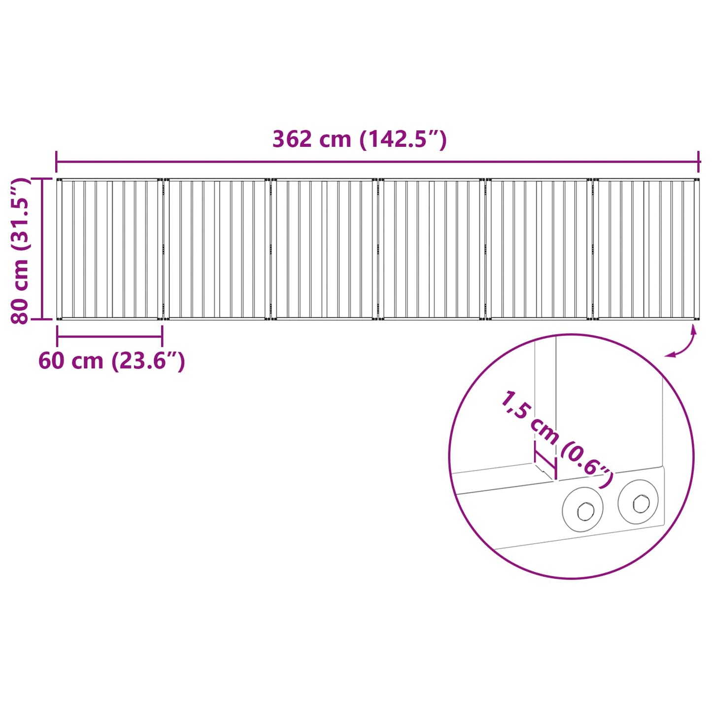 Hundedør 6 pcs Sort 60 x 80 cm Galvaniseret stål