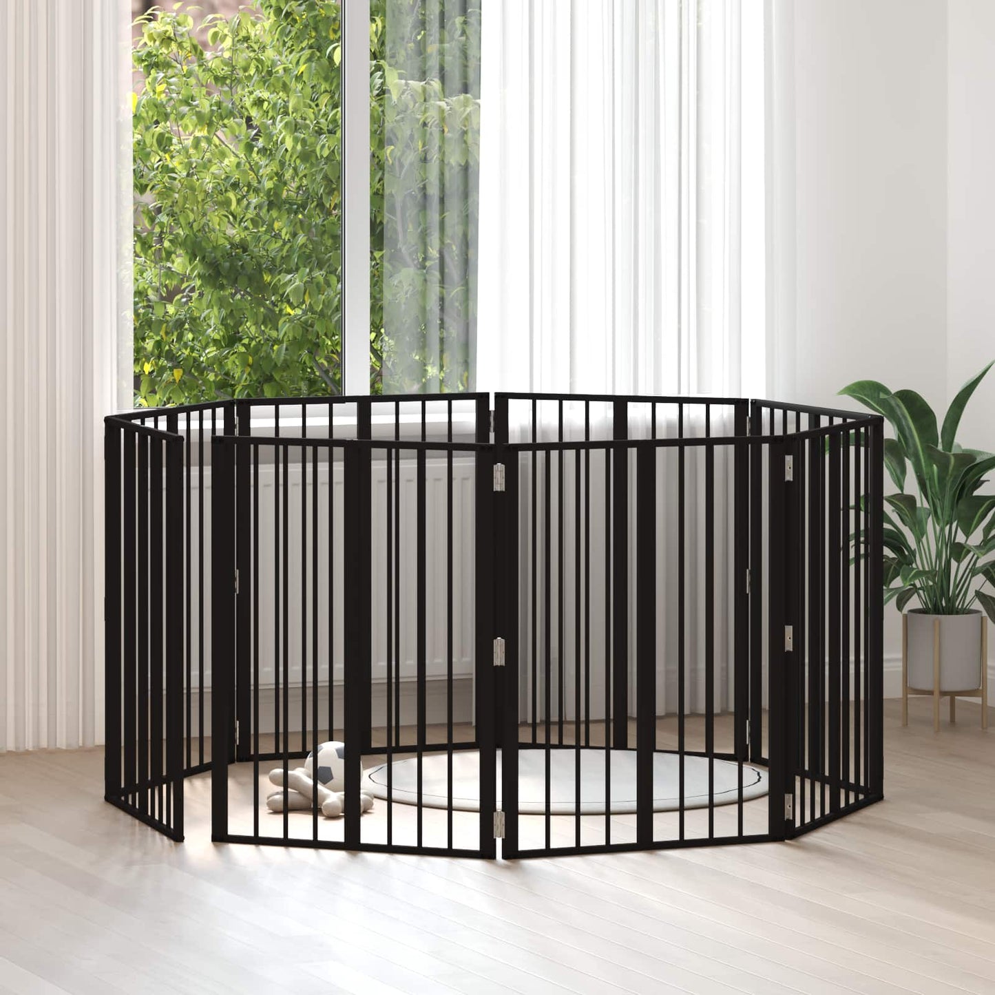 Hundedør 8 pcs Sort 60 x 80 cm Galvaniseret stål