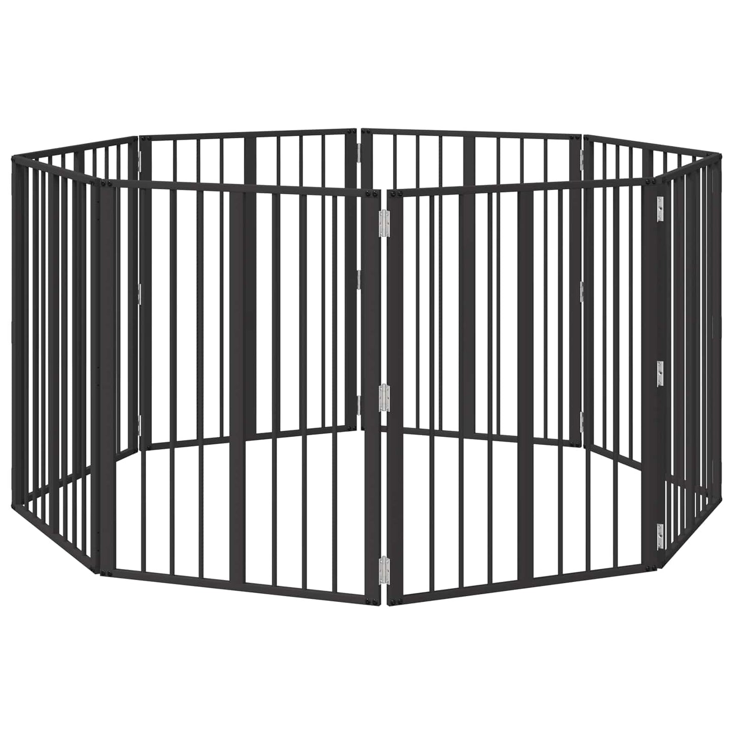 Hundedør 8 pcs Sort 60 x 80 cm Galvaniseret stål