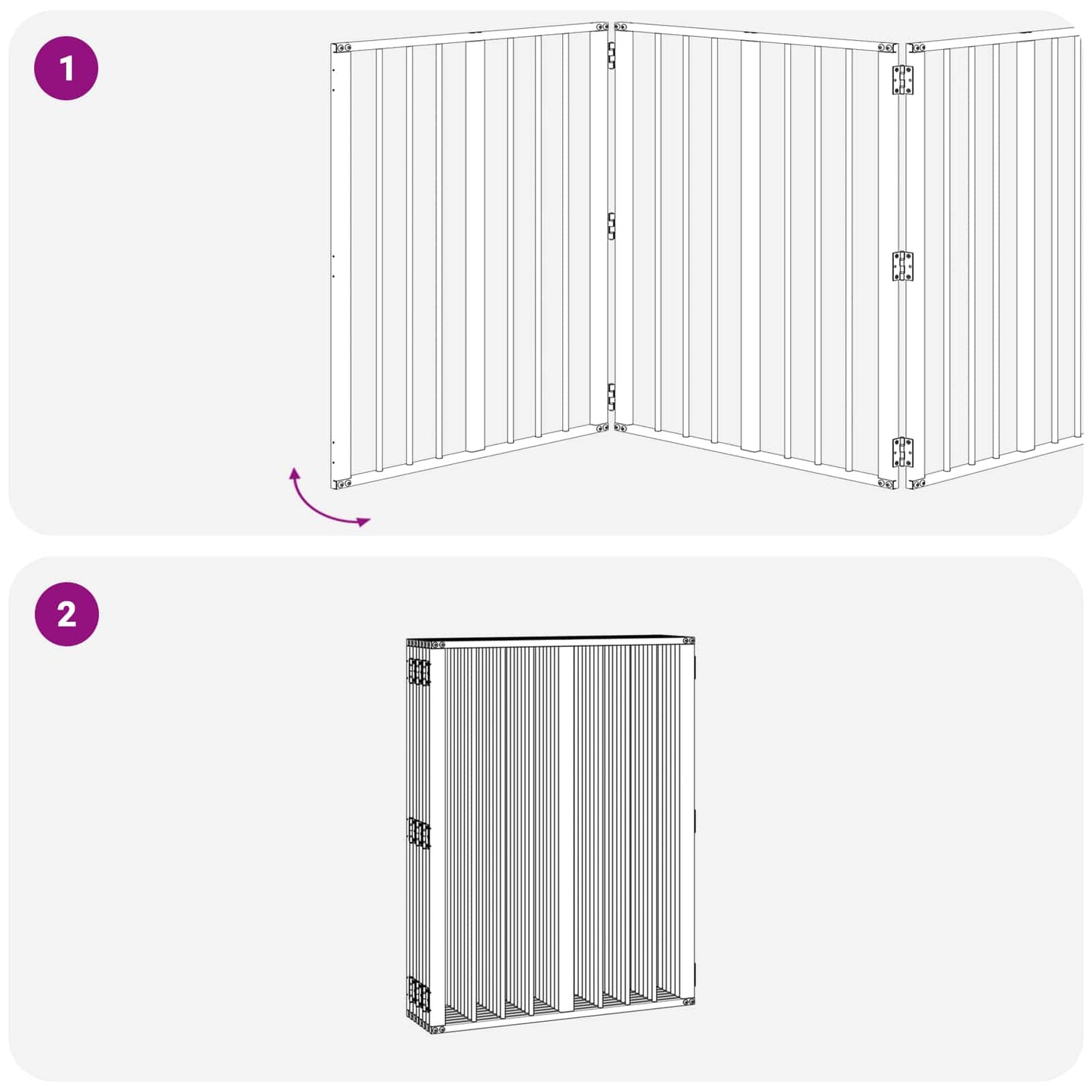 Hundedør 8 pcs Sort 60 x 80 cm Galvaniseret stål