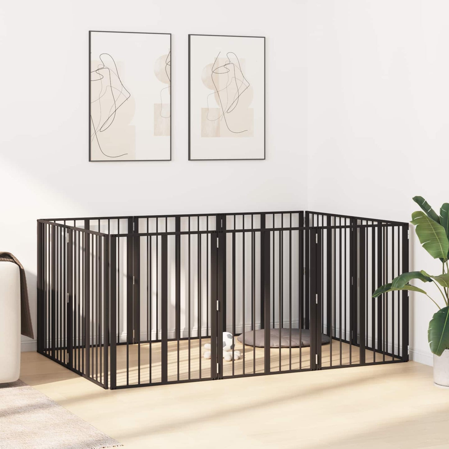 Hundedør 10 pcs Sort 60 x 80 cm Galvaniseret stål