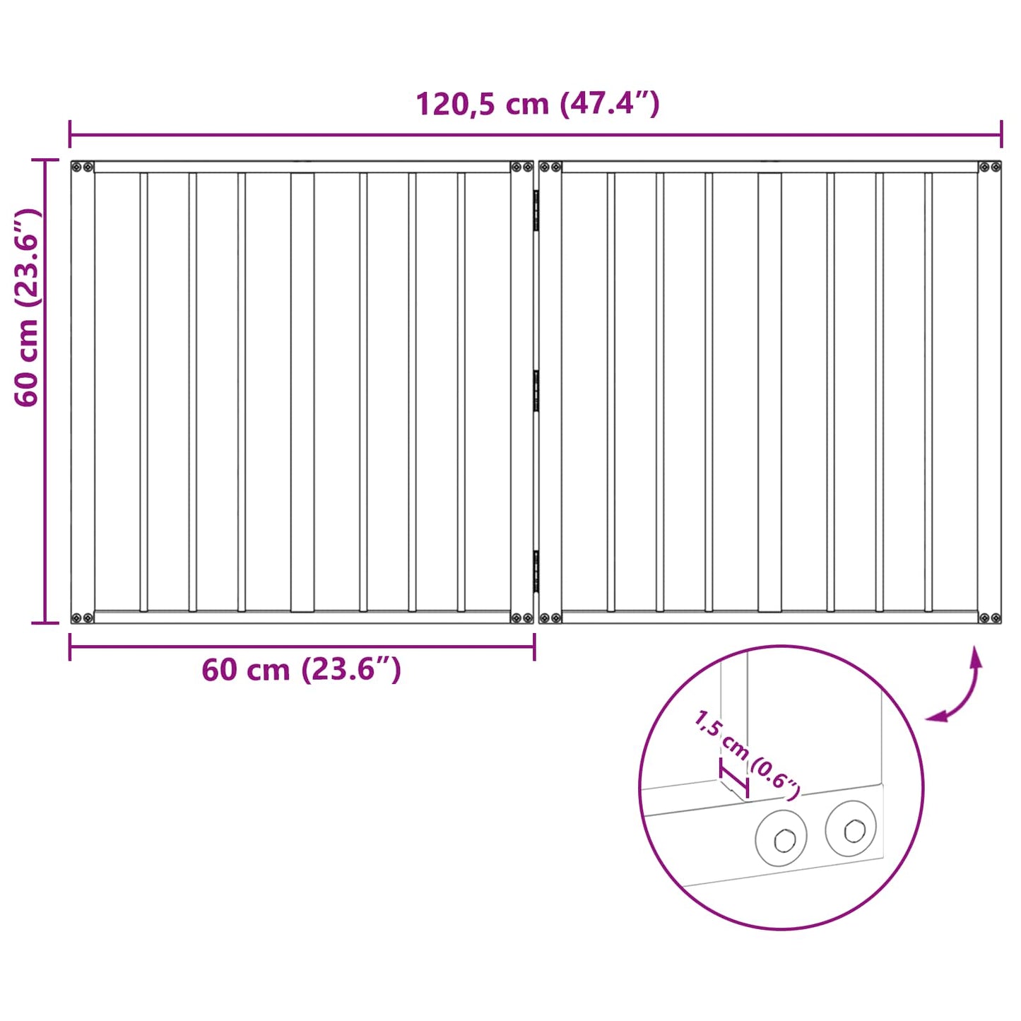 Hundedør 2 pcs Sort 60 x 60 cm Galvaniseret stål