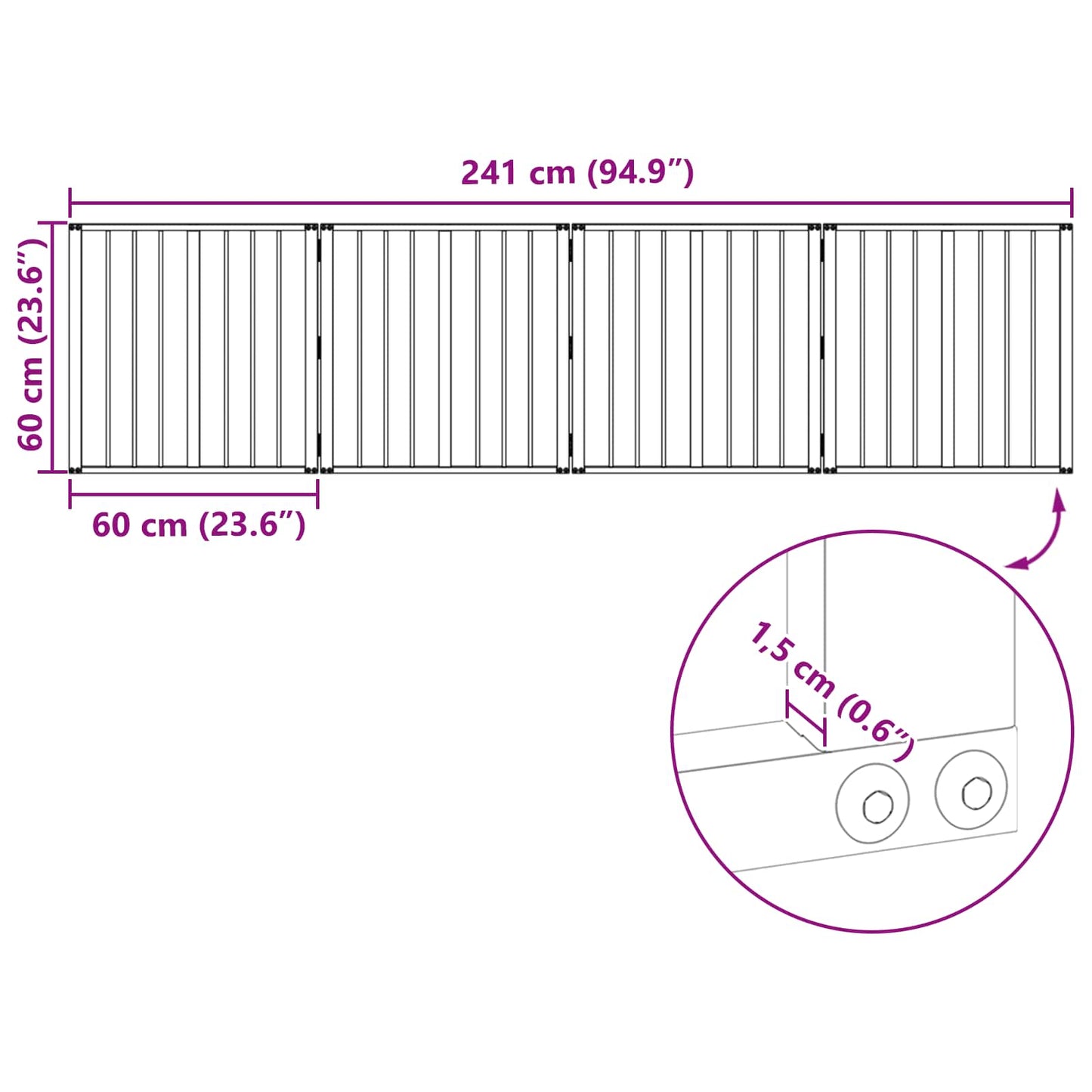 Hundedør 4 pcs Sort 60 x 60 cm Galvaniseret stål