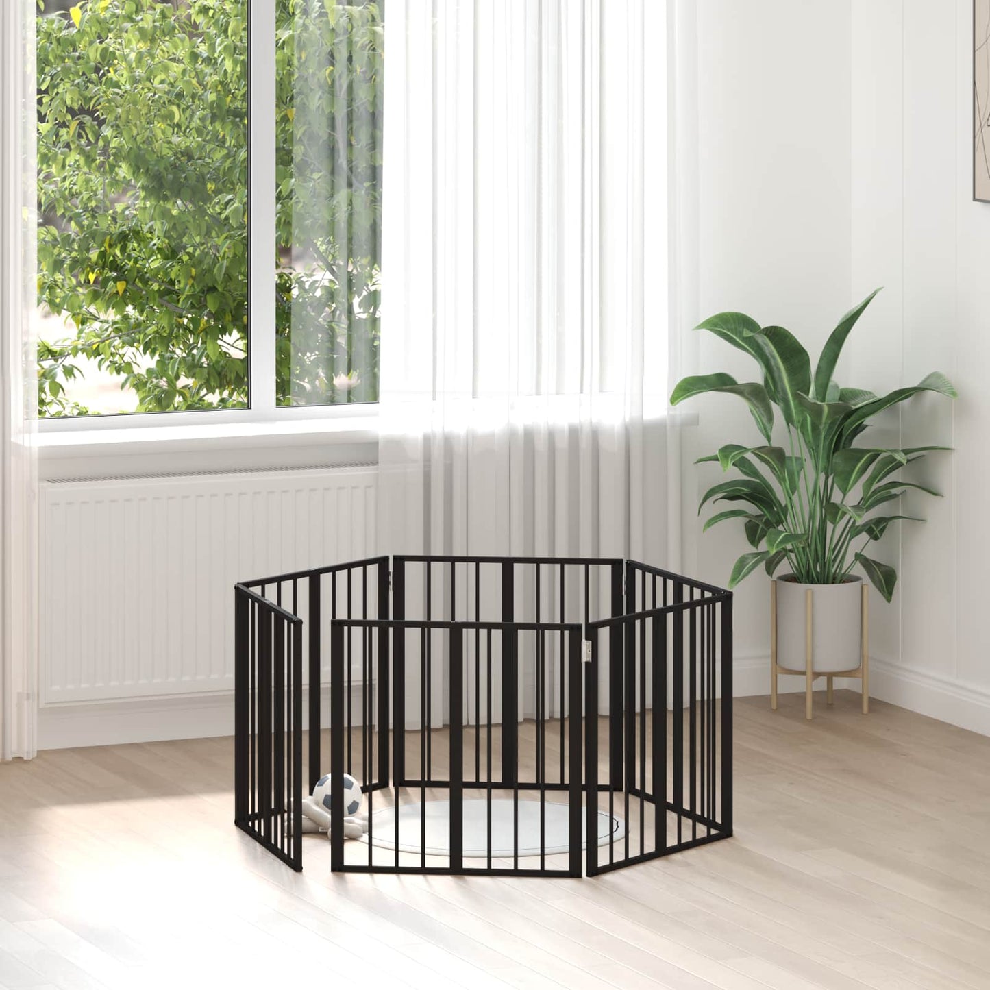 Hundedør 6 pcs Sort 60 x 60 cm Galvaniseret stål