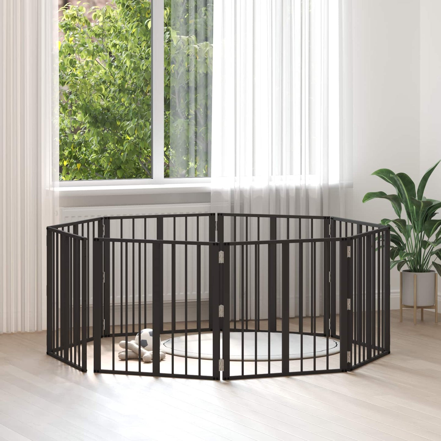Hundedør 8 pcs Sort 60 x 60 cm Galvaniseret stål