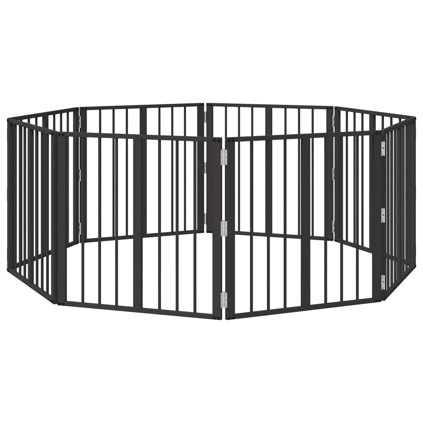 Hundedør 8 pcs Sort 60 x 60 cm Galvaniseret stål