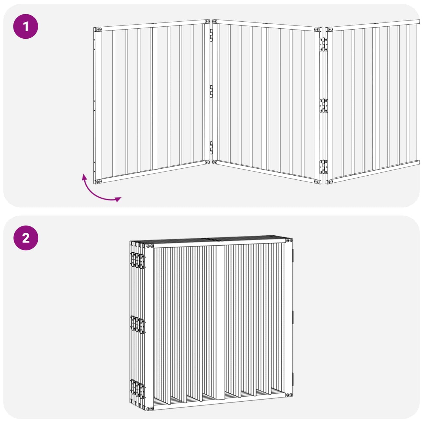 Hundedør 8 pcs Sort 60 x 60 cm Galvaniseret stål