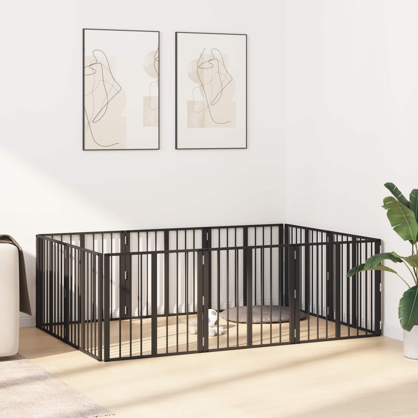 Hundedør 10 pcs Sort 60 x 60 cm Galvaniseret stål