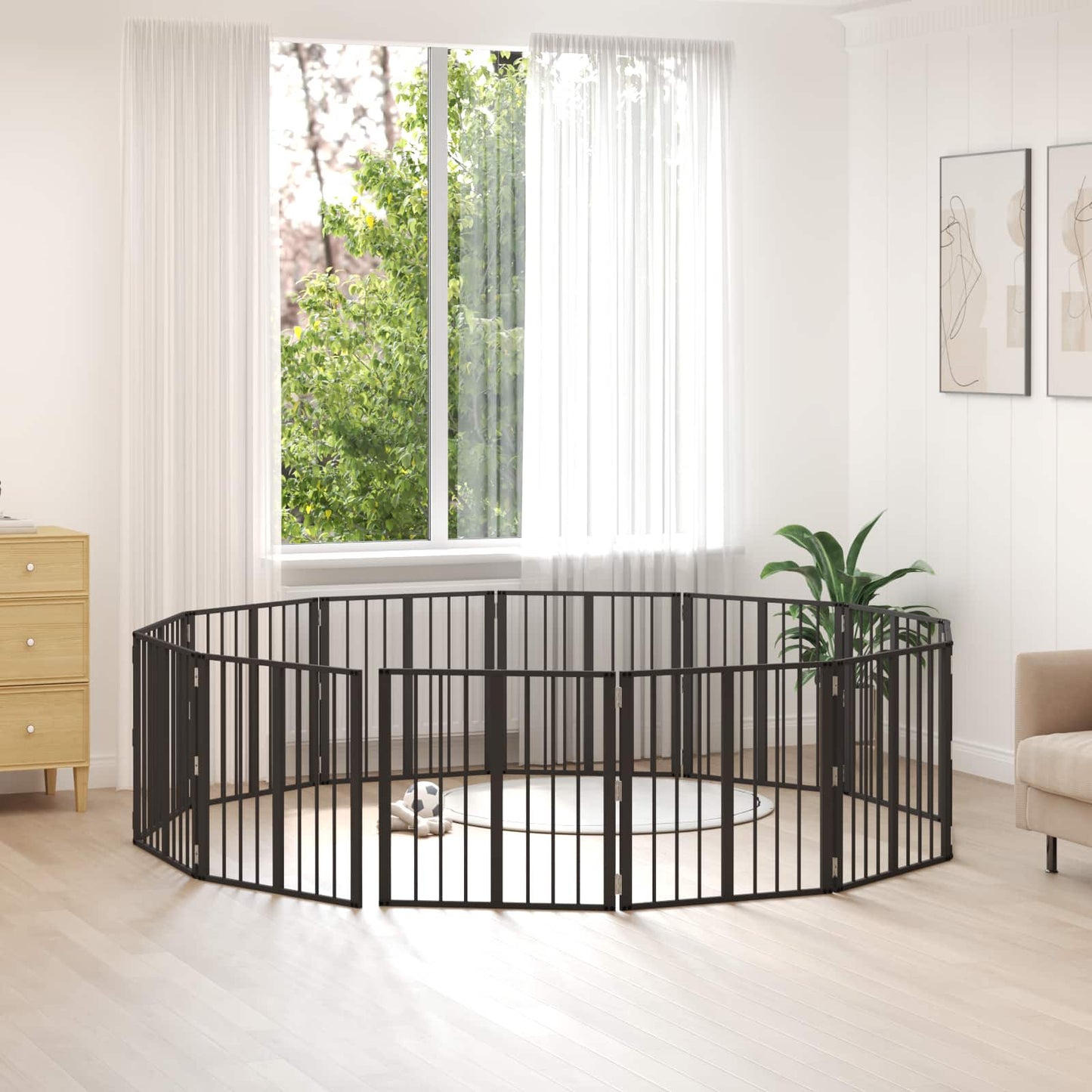 Hundedør 12 pcs Sort 60 x 60 cm Galvaniseret stål