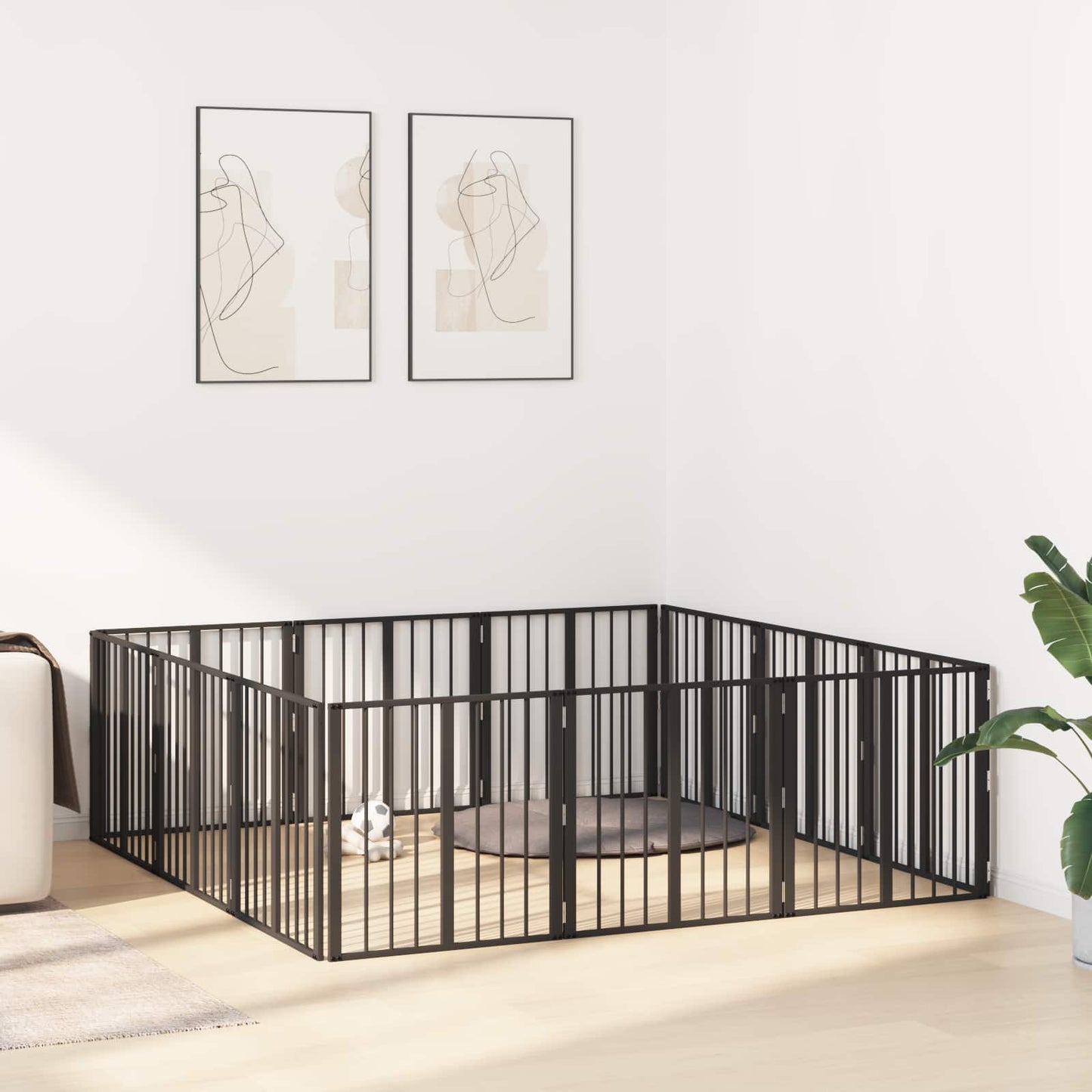 Hundedør 12 pcs Sort 60 x 60 cm Galvaniseret stål
