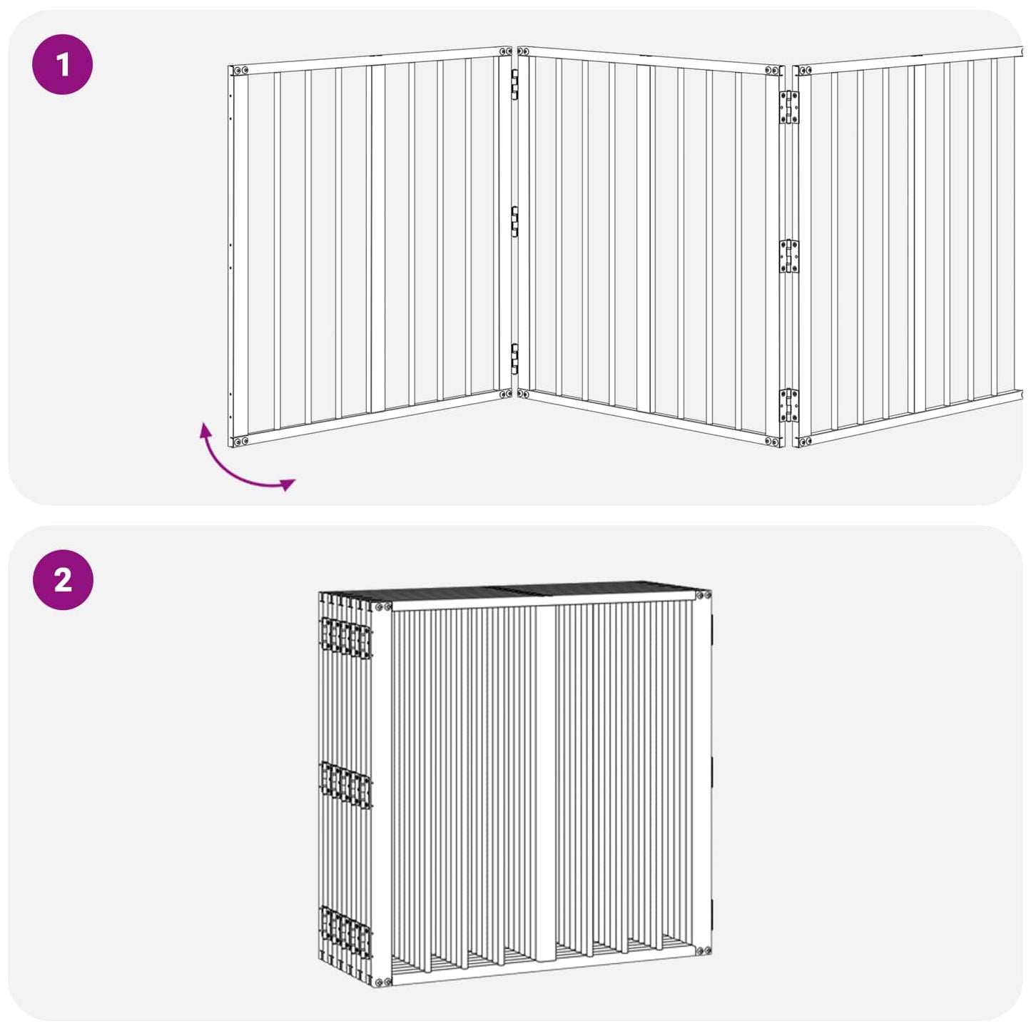 Hundedør 12 pcs Sort 60 x 60 cm Galvaniseret stål