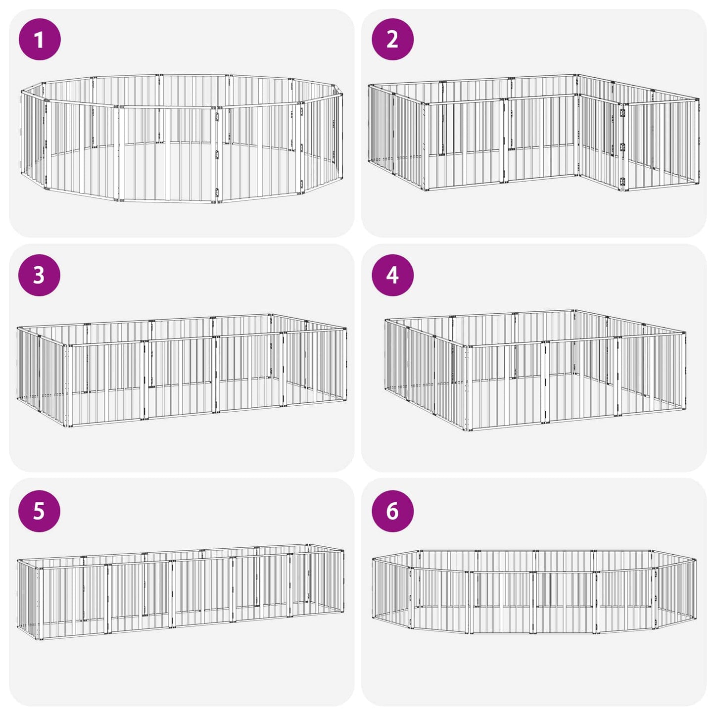 Hundedør 12 pcs Sort 60 x 60 cm Galvaniseret stål