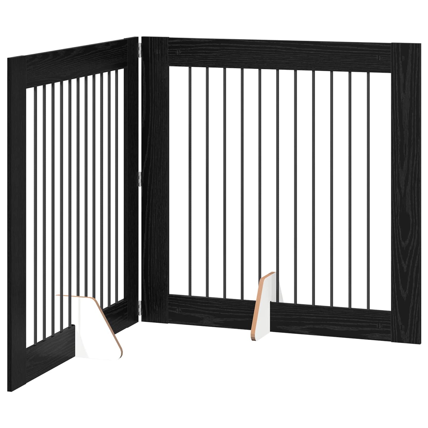 Sammenklappelig hundegitter med stativer 2 pcs Sort eg 200,5 cm