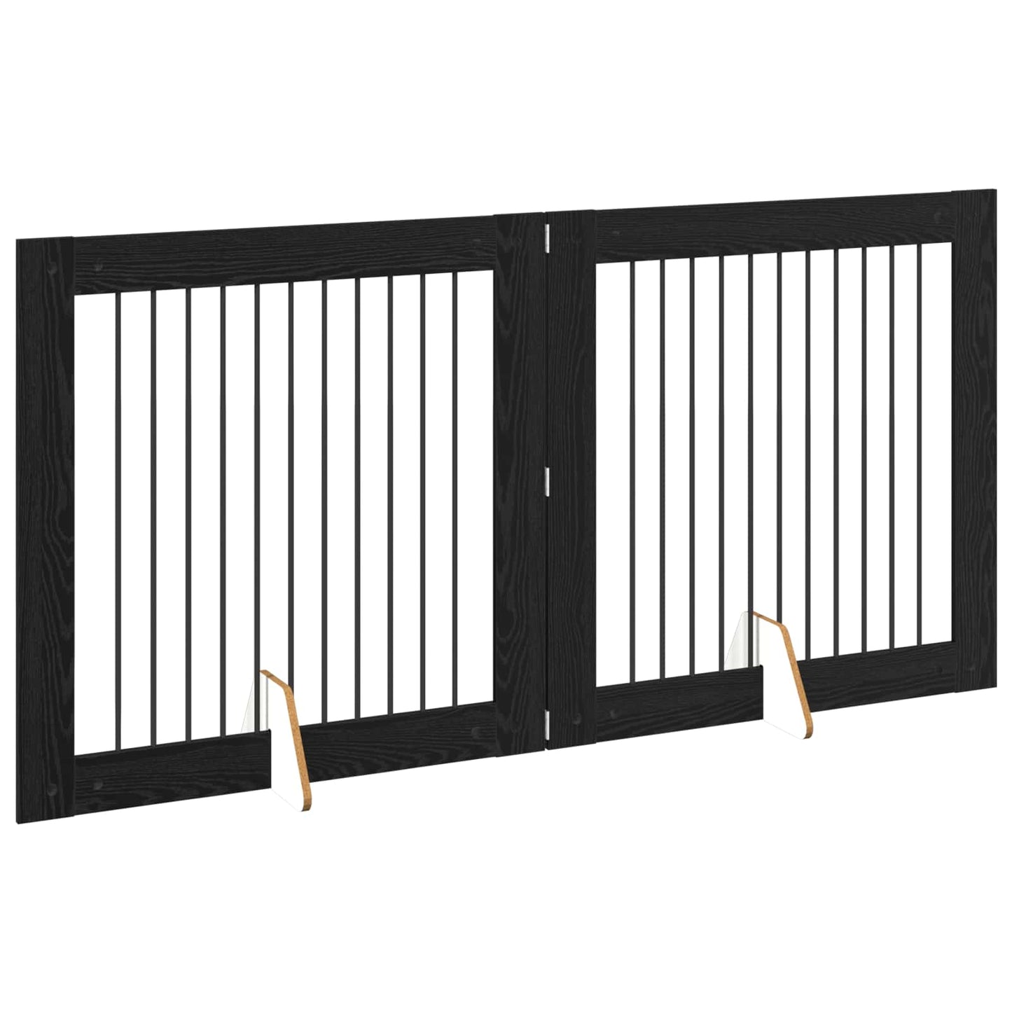 Sammenklappelig hundegitter med stativer 2 pcs Sort eg 200,5 cm
