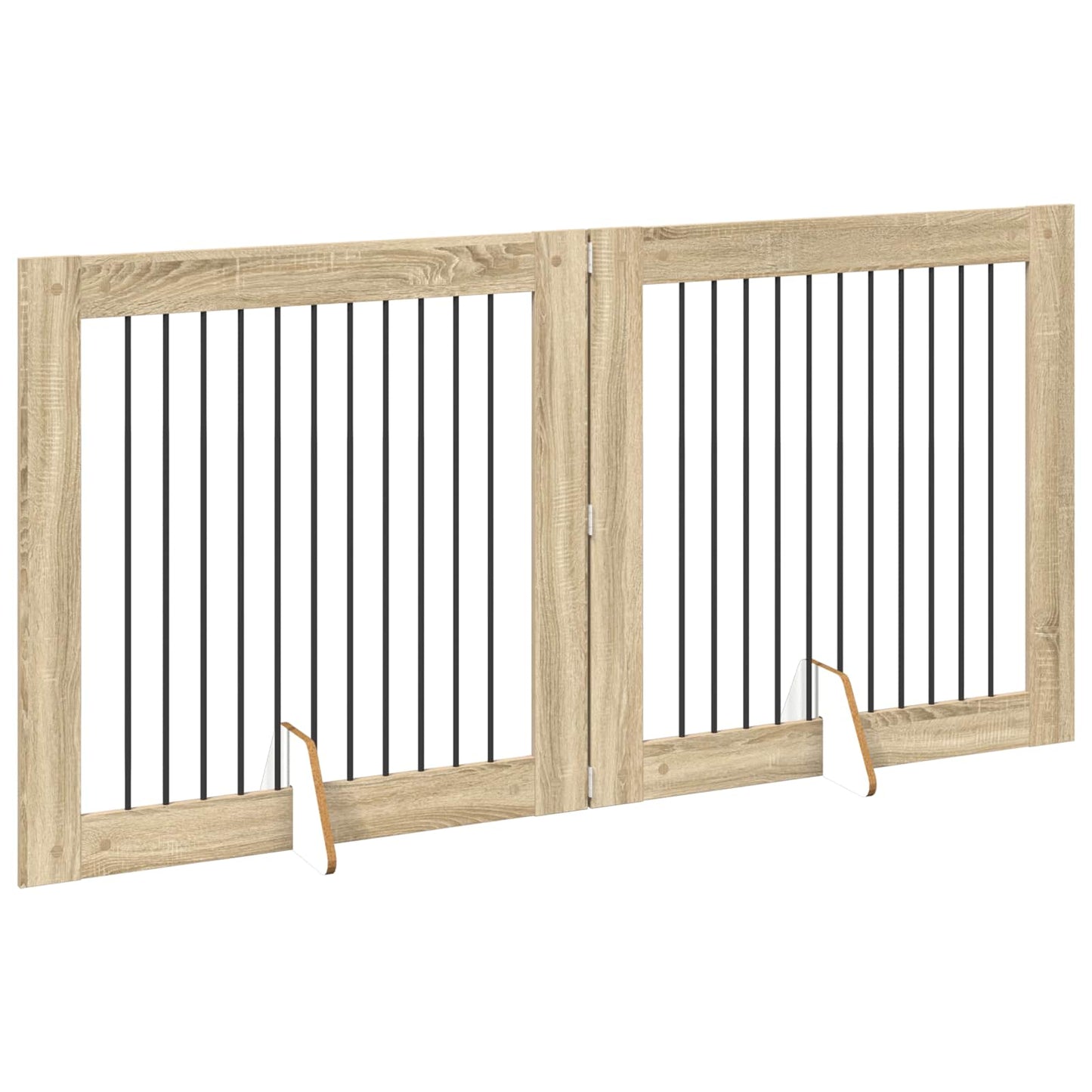 Sammenklappelig hundegitter med stativer 2 pcs Sonoma-eg