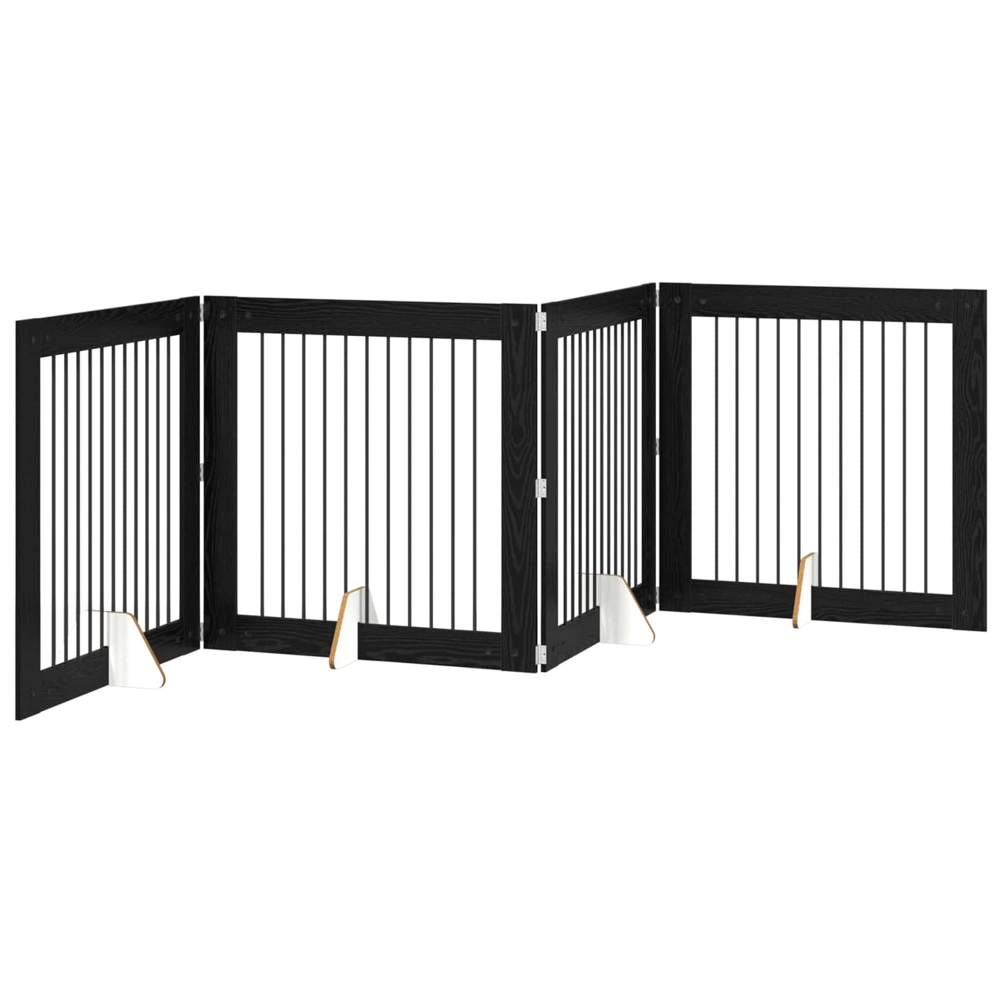 Sammenklappelig hundegitter med stativer 4 pcs Sort eg 401 cm