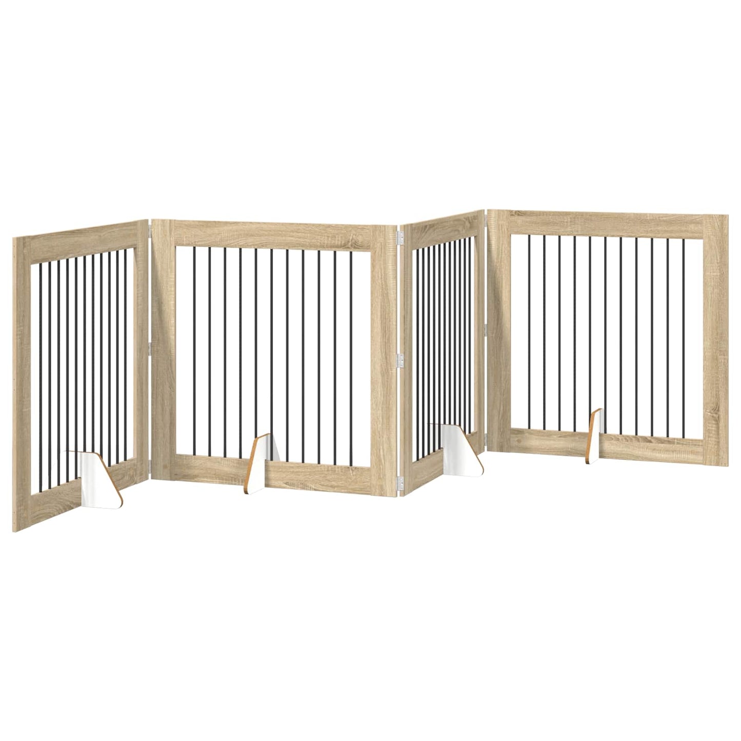 Sammenklappelig hundegitter med stativer 4 pcs Sonoma-eg 401 cm