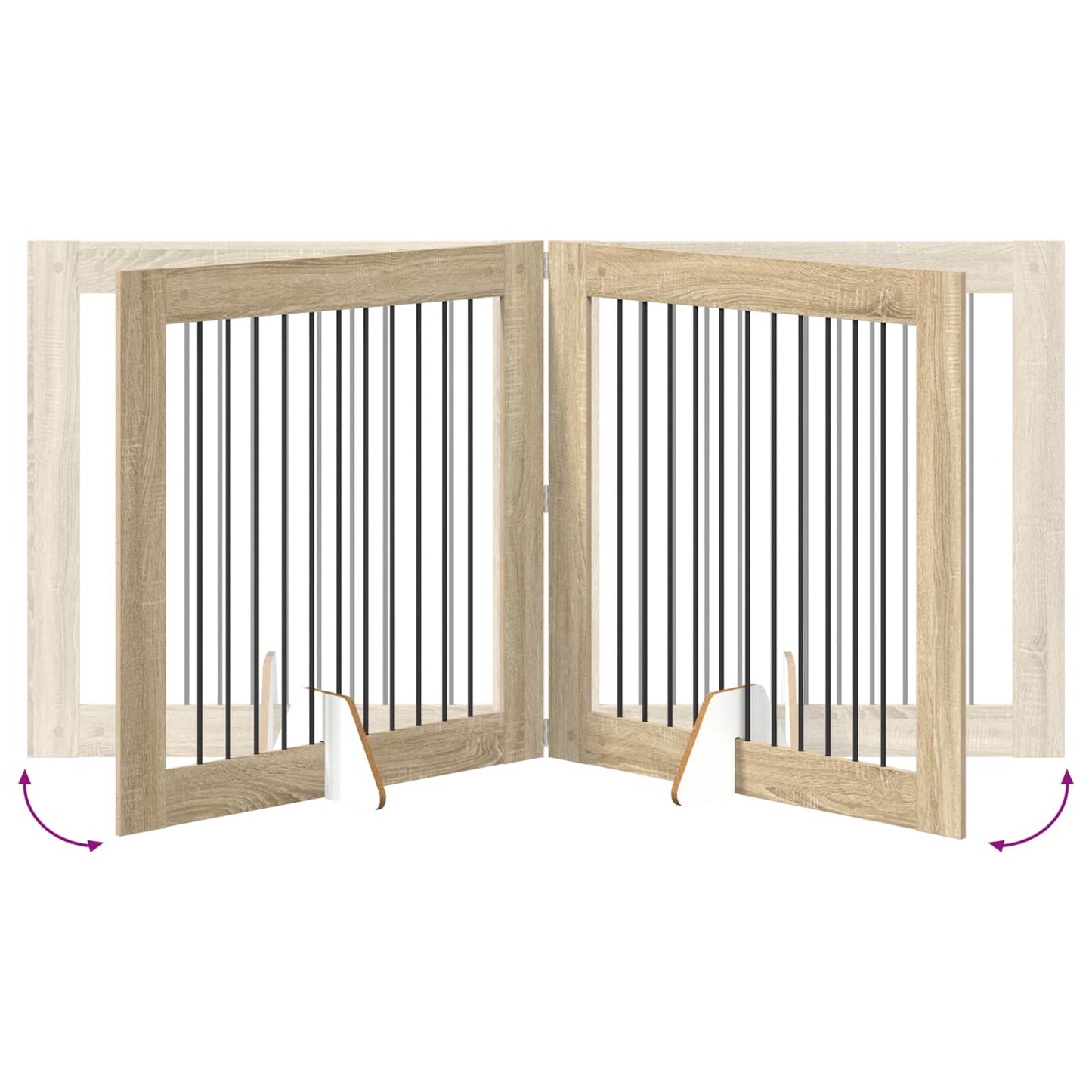 Sammenklappelig hundegitter med stativer 4 pcs Sonoma-eg 401 cm