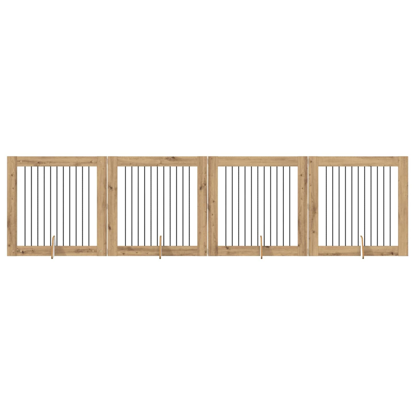 Sammenklappelig hundegitter med stativer 4 pcs Artisan-eg