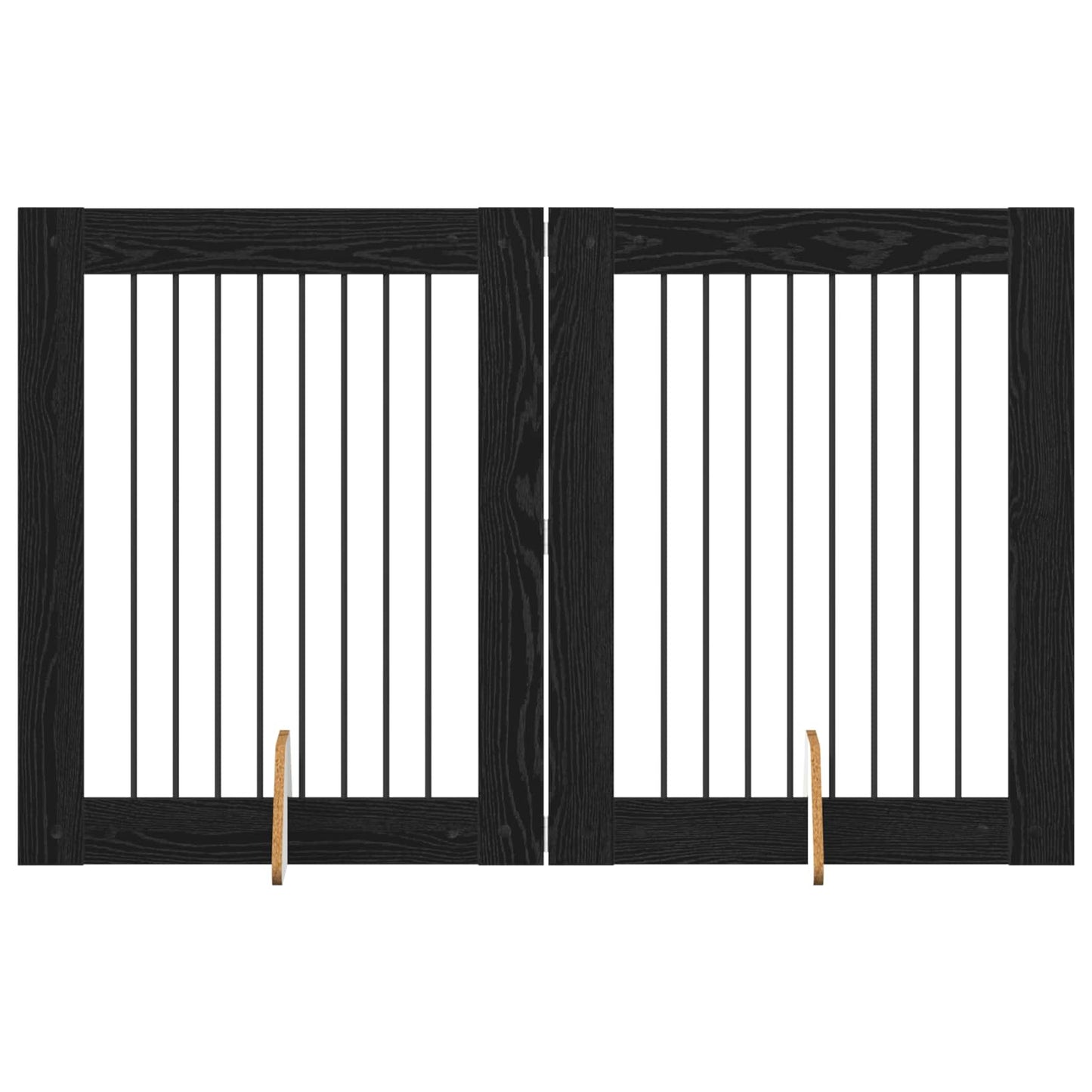 Sammenklappelig hundegitter med stativer 2 pcs Sort eg 160,5 cm