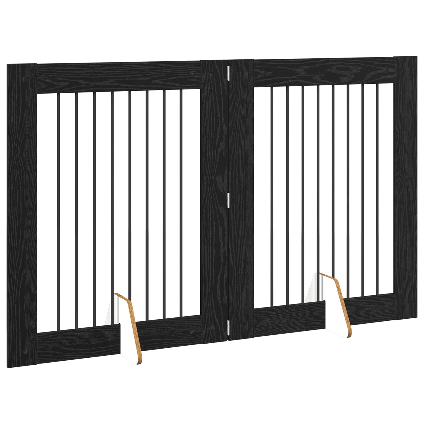 Sammenklappelig hundegitter med stativer 2 pcs Sort eg 160,5 cm