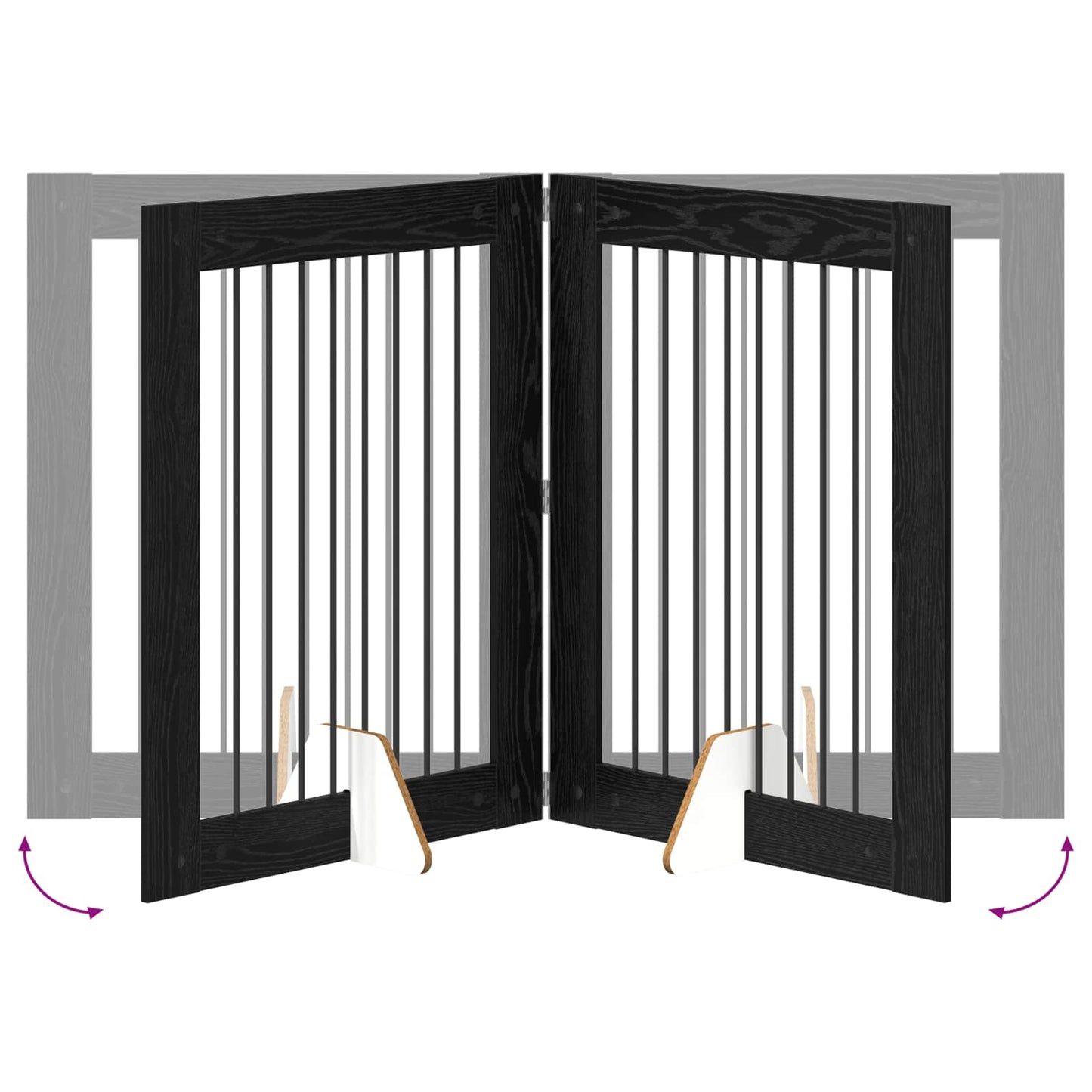 Sammenklappelig hundegitter med stativer 2 pcs Sort eg 160,5 cm