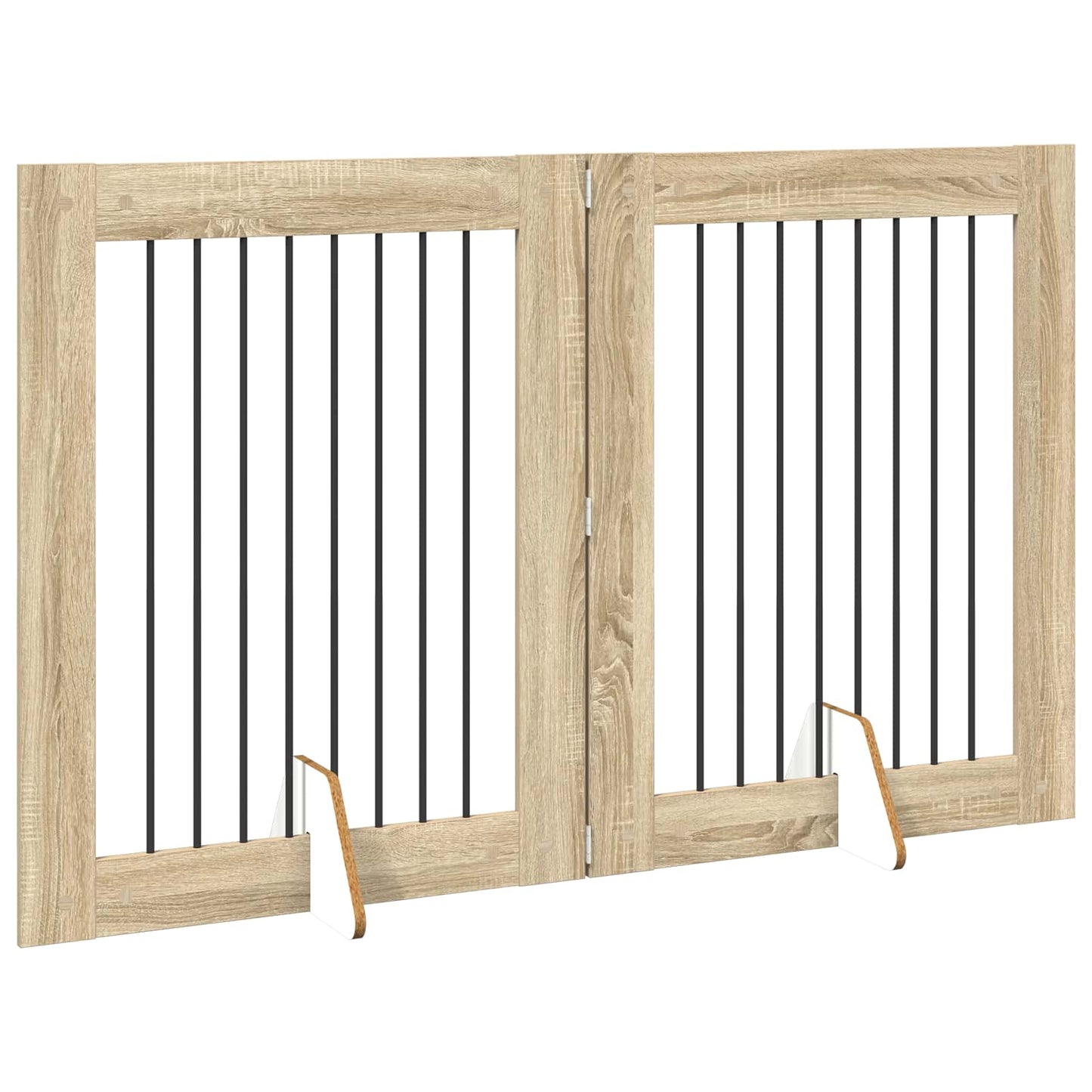 Sammenklappelig hundegitter med stativer 2 pcs Sonoma-eg
