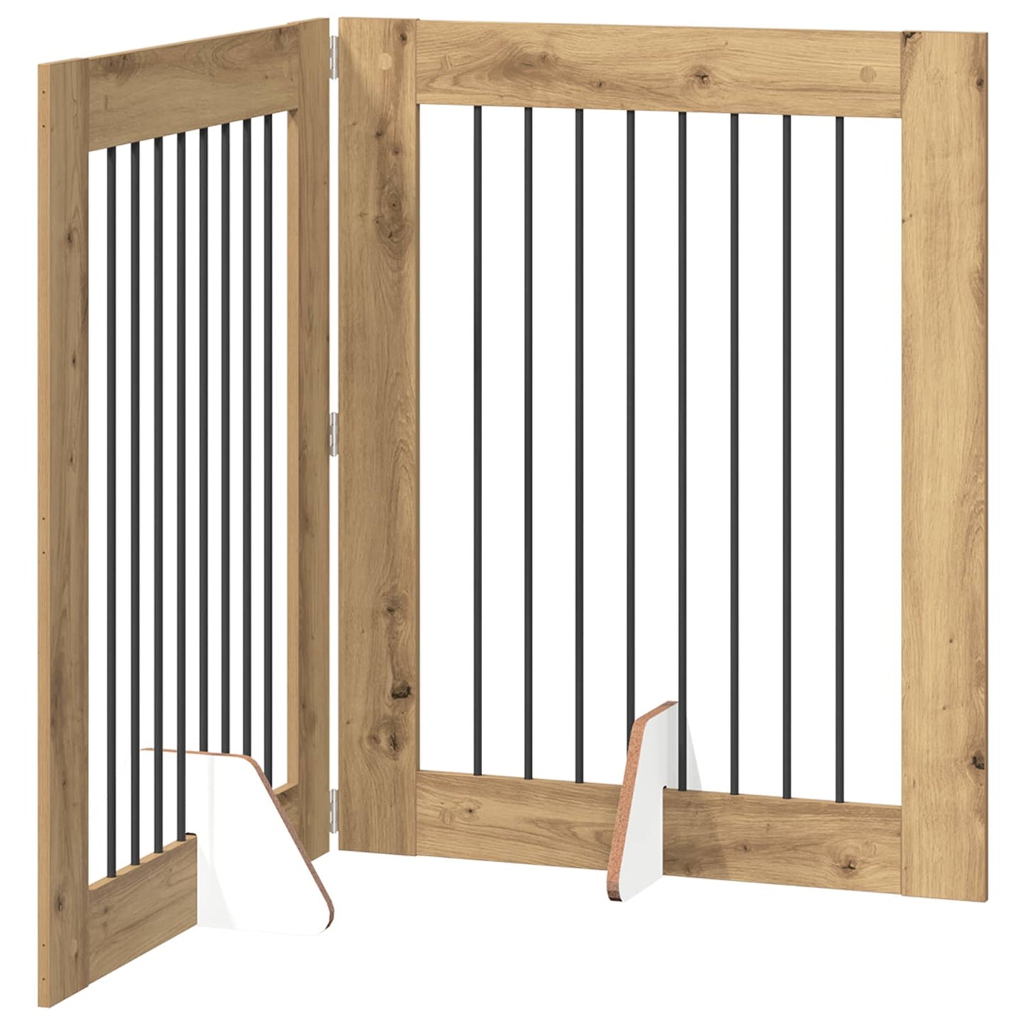 Sammenklappelig hundegitter med stativer 2 pcs Artisan-eg