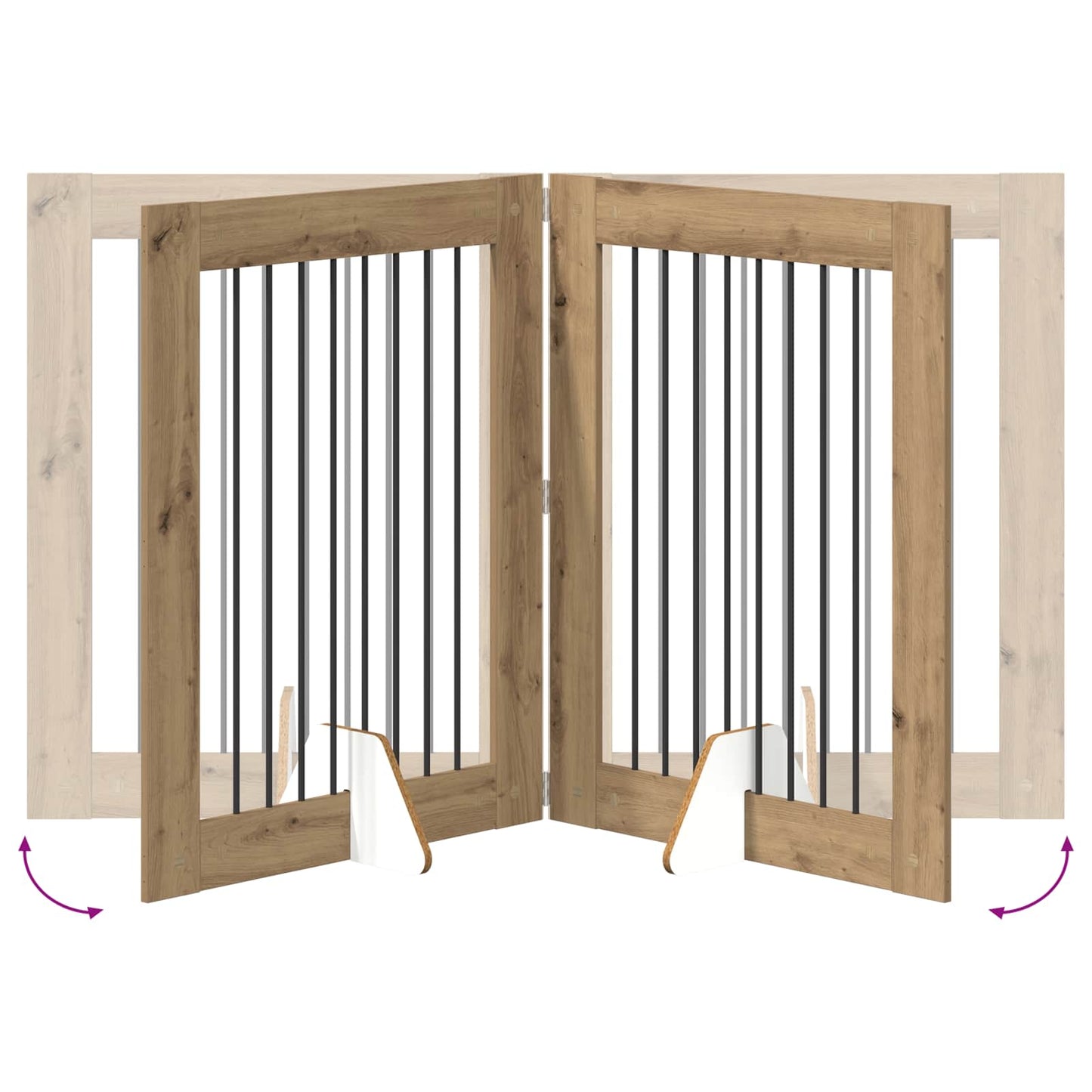 Sammenklappelig hundegitter med stativer 2 pcs Artisan-eg