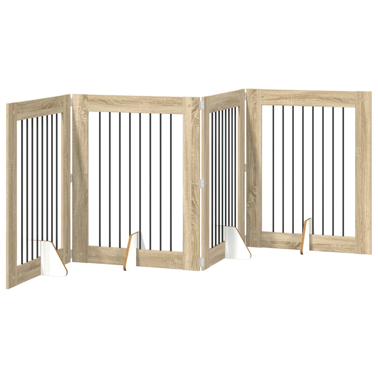 Sammenklappelig hundegitter med stativer 4 pcs Sonoma-eg 321 cm