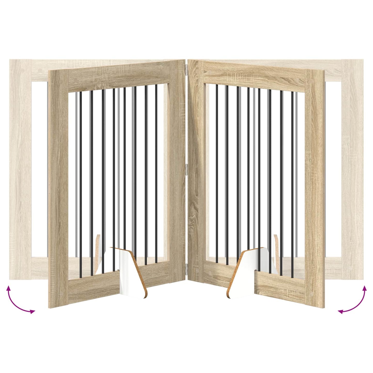 Sammenklappelig hundegitter med stativer 4 pcs Sonoma-eg 321 cm
