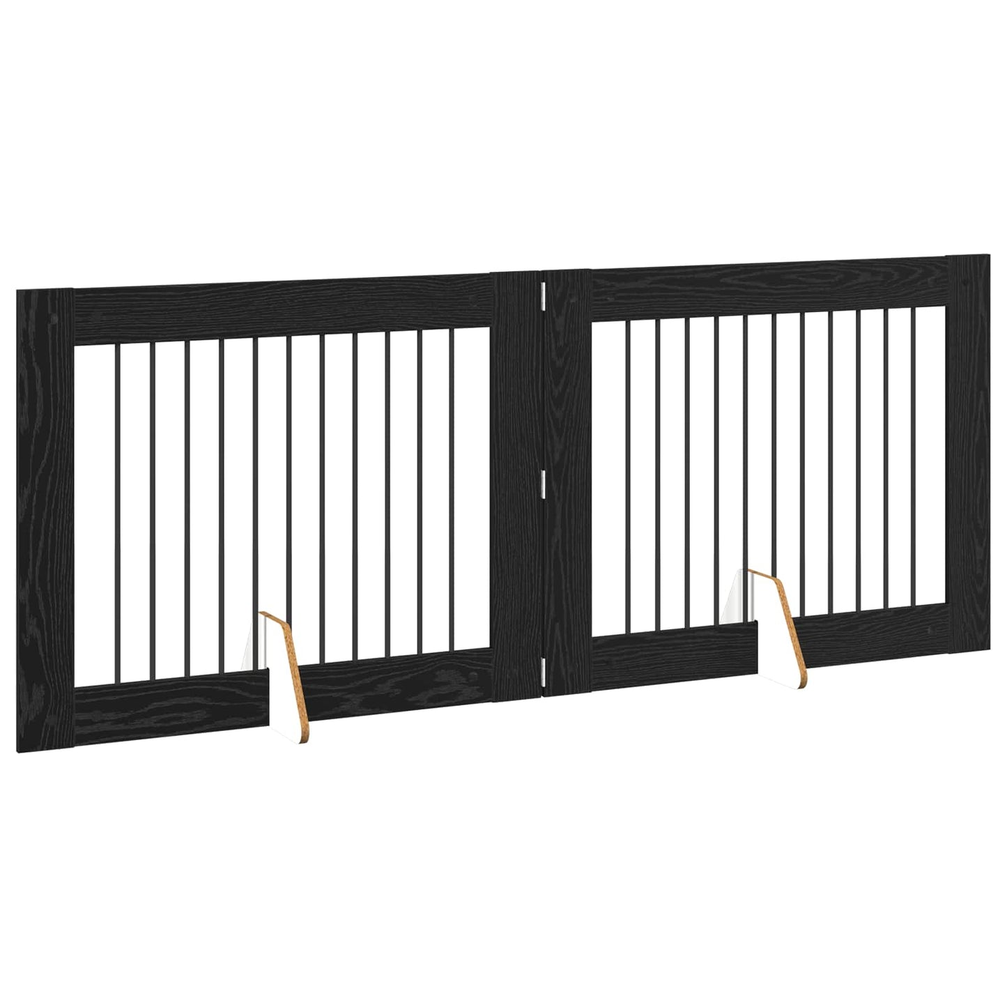 Sammenklappelig hundegitter med stativer 2 pcs Sort eg 200,5 cm