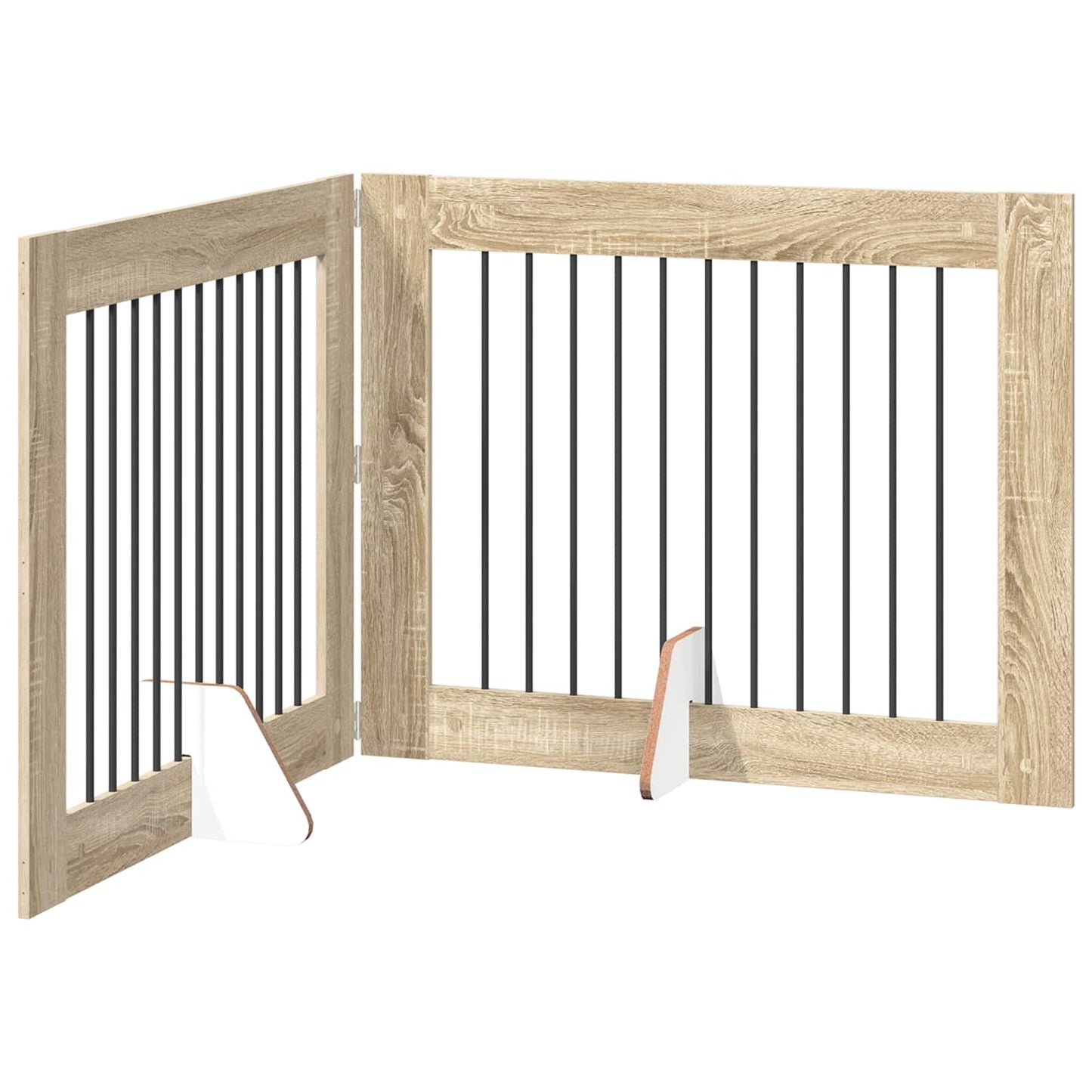 Sammenklappelig hundegitter med stativer 2 pcs Sonoma-eg