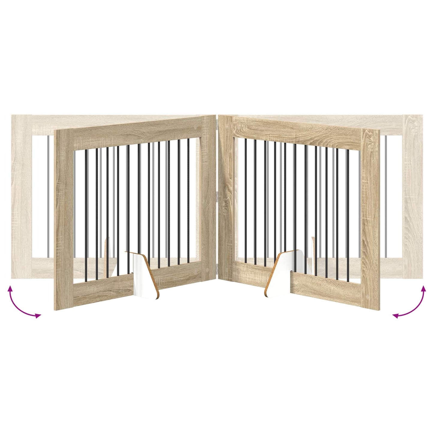 Sammenklappelig hundegitter med stativer 2 pcs Sonoma-eg