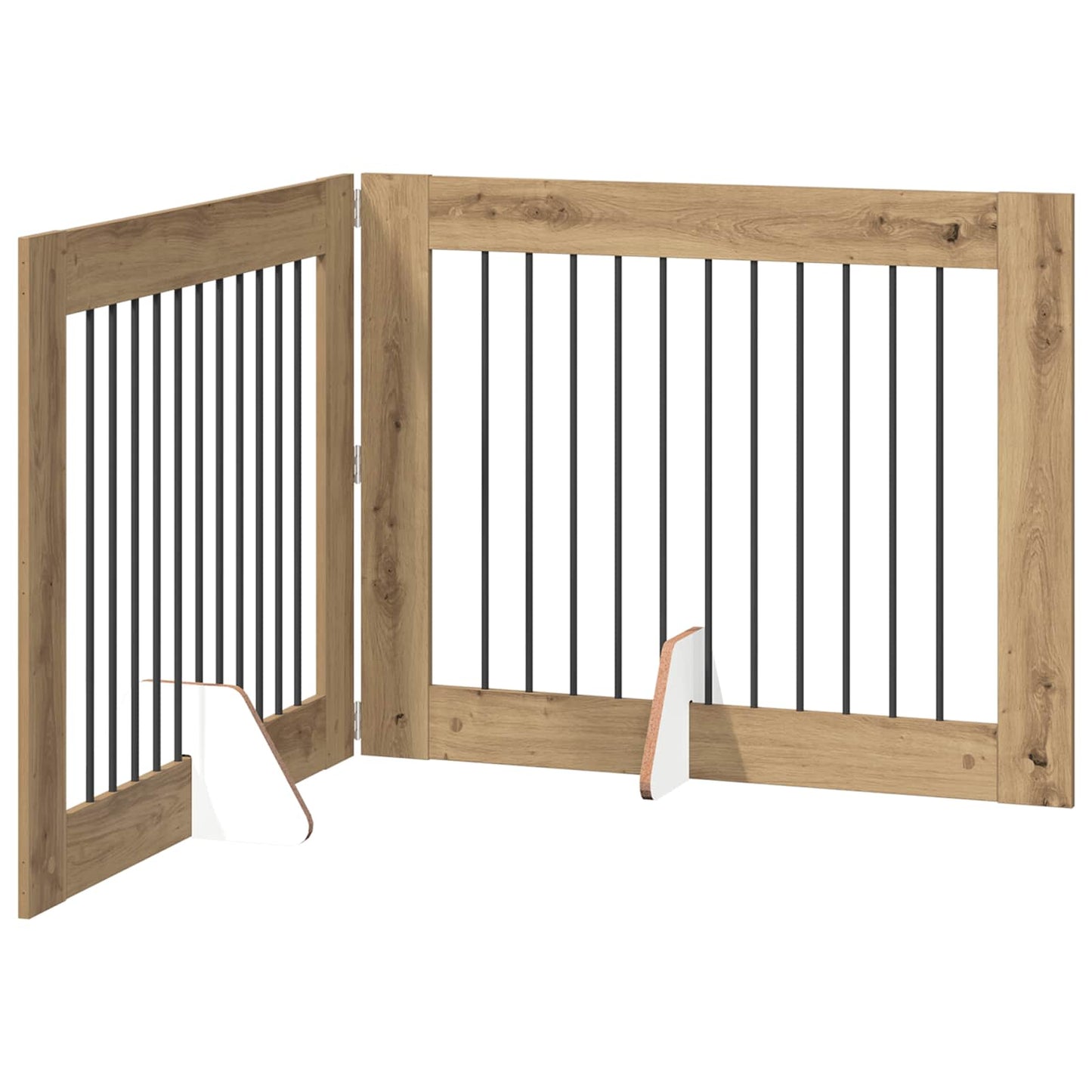 Sammenklappelig hundegitter med stativer 2 pcs Artisan-eg