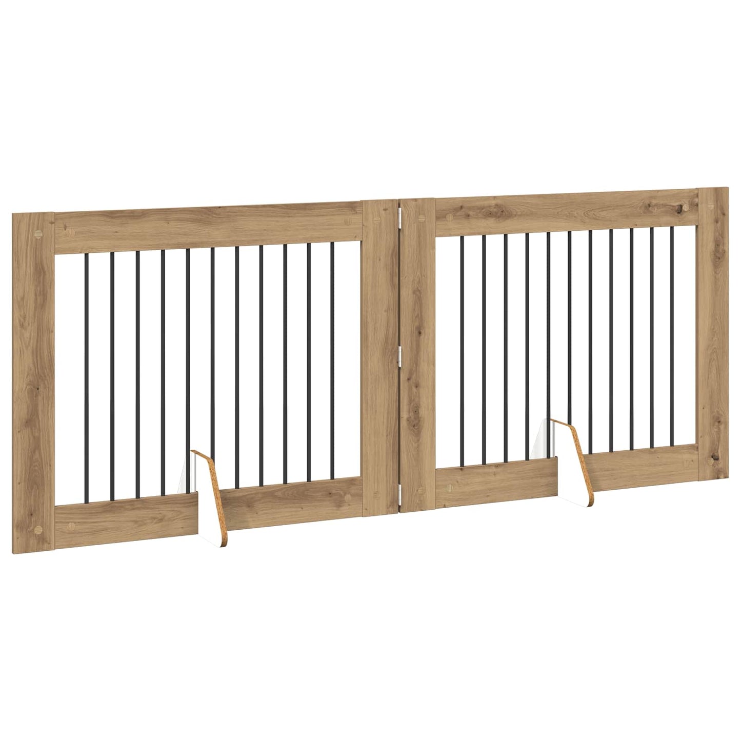 Sammenklappelig hundegitter med stativer 2 pcs Artisan-eg