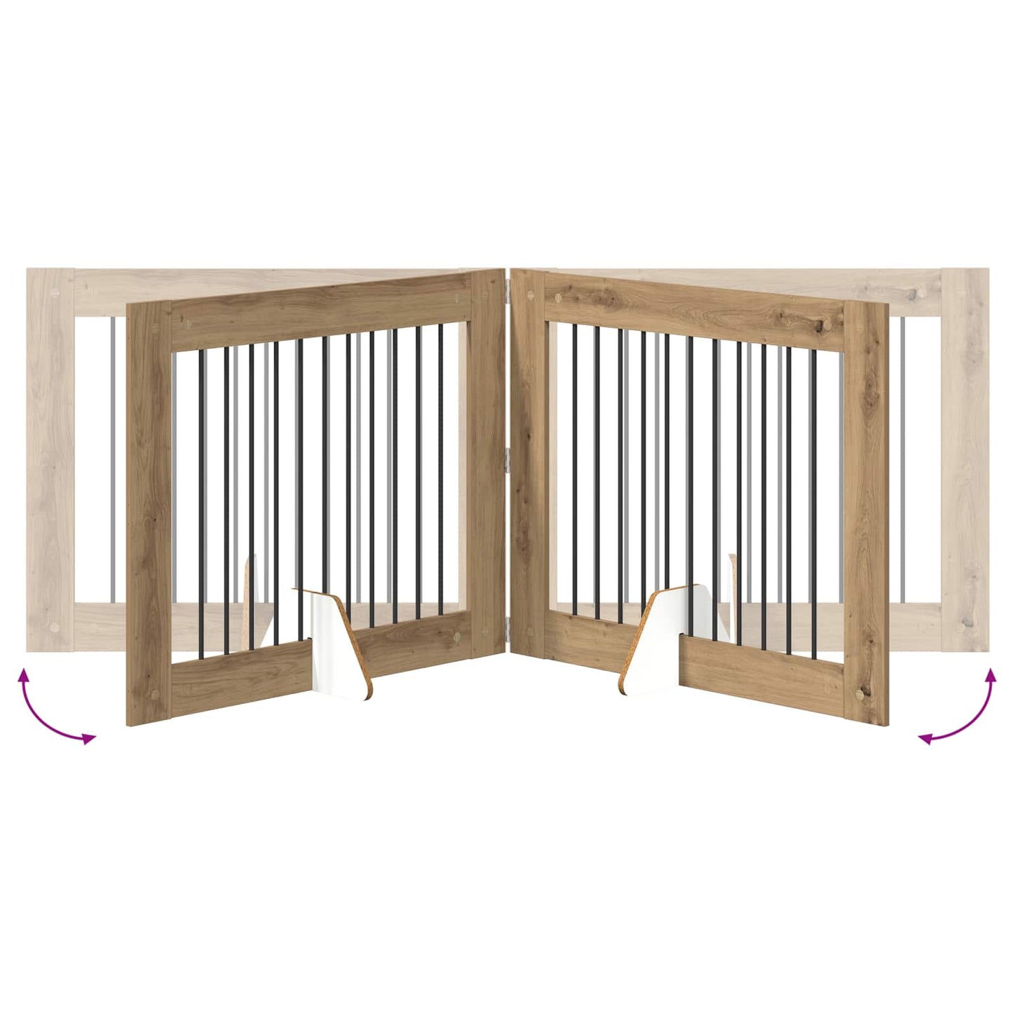 Sammenklappelig hundegitter med stativer 2 pcs Artisan-eg