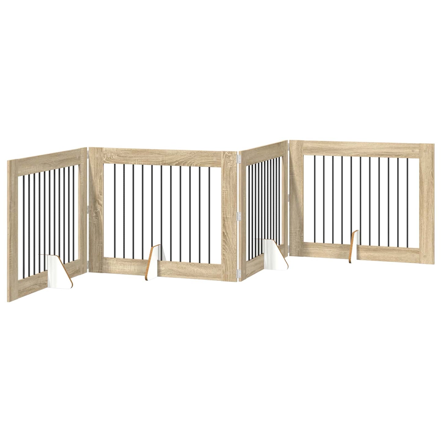 Sammenklappelig hundegitter med stativer 4 pcs Sonoma-eg 401 cm
