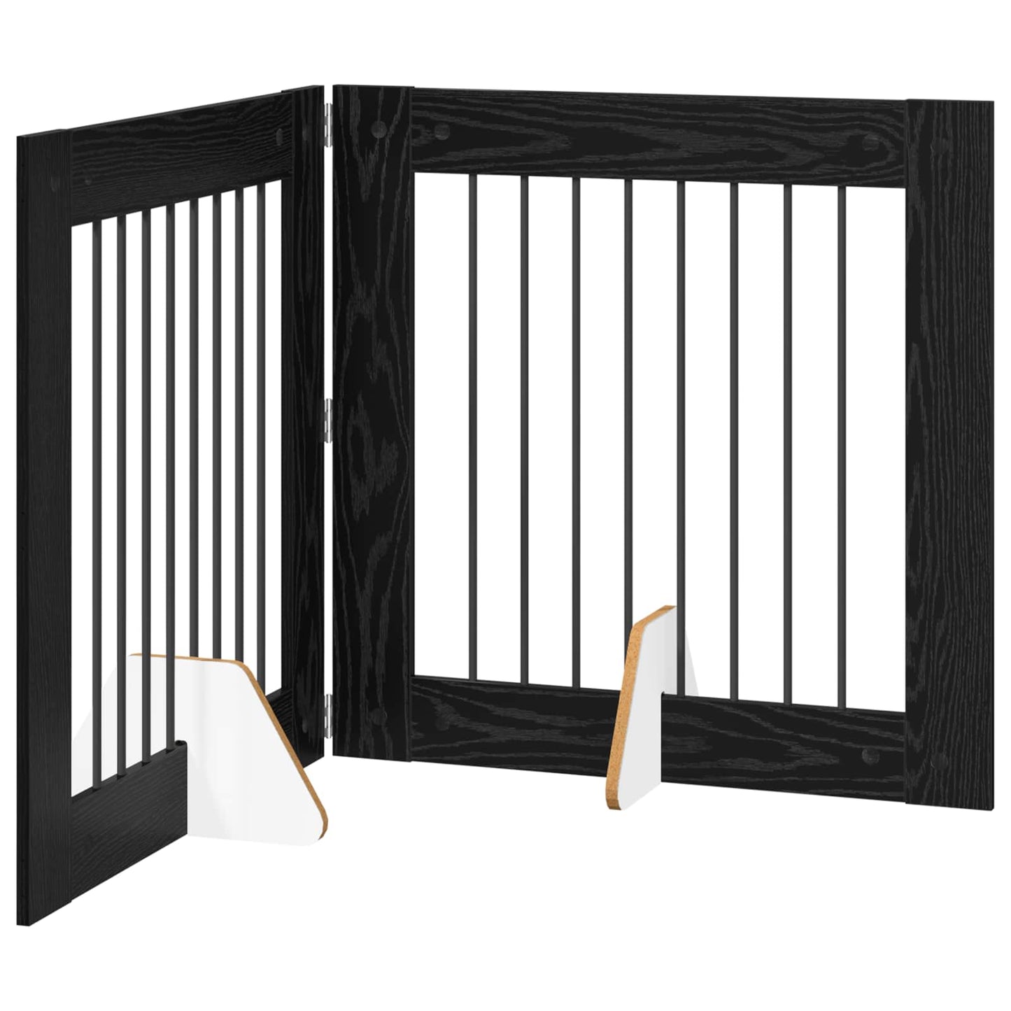 Sammenklappelig hundegitter med stativer 2 pcs Sort eg 160,5 cm
