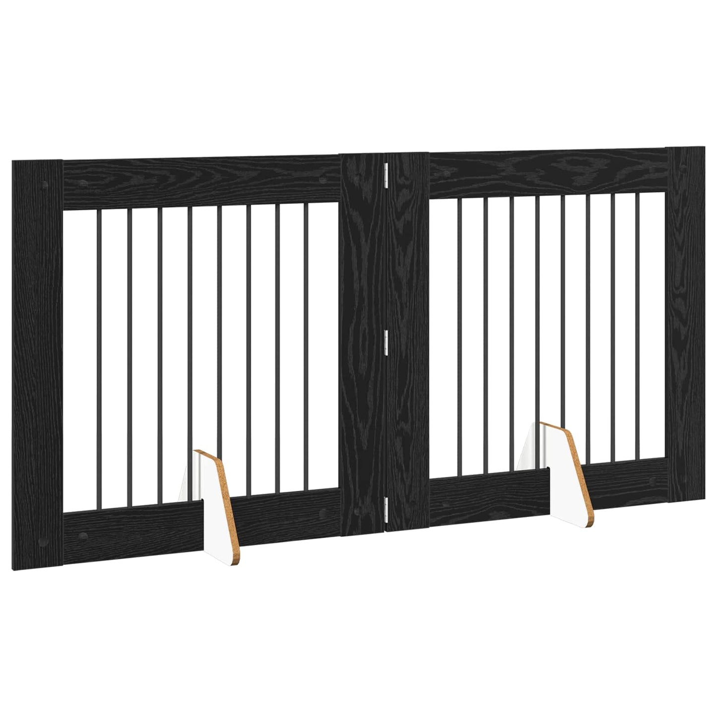 Sammenklappelig hundegitter med stativer 2 pcs Sort eg 160,5 cm