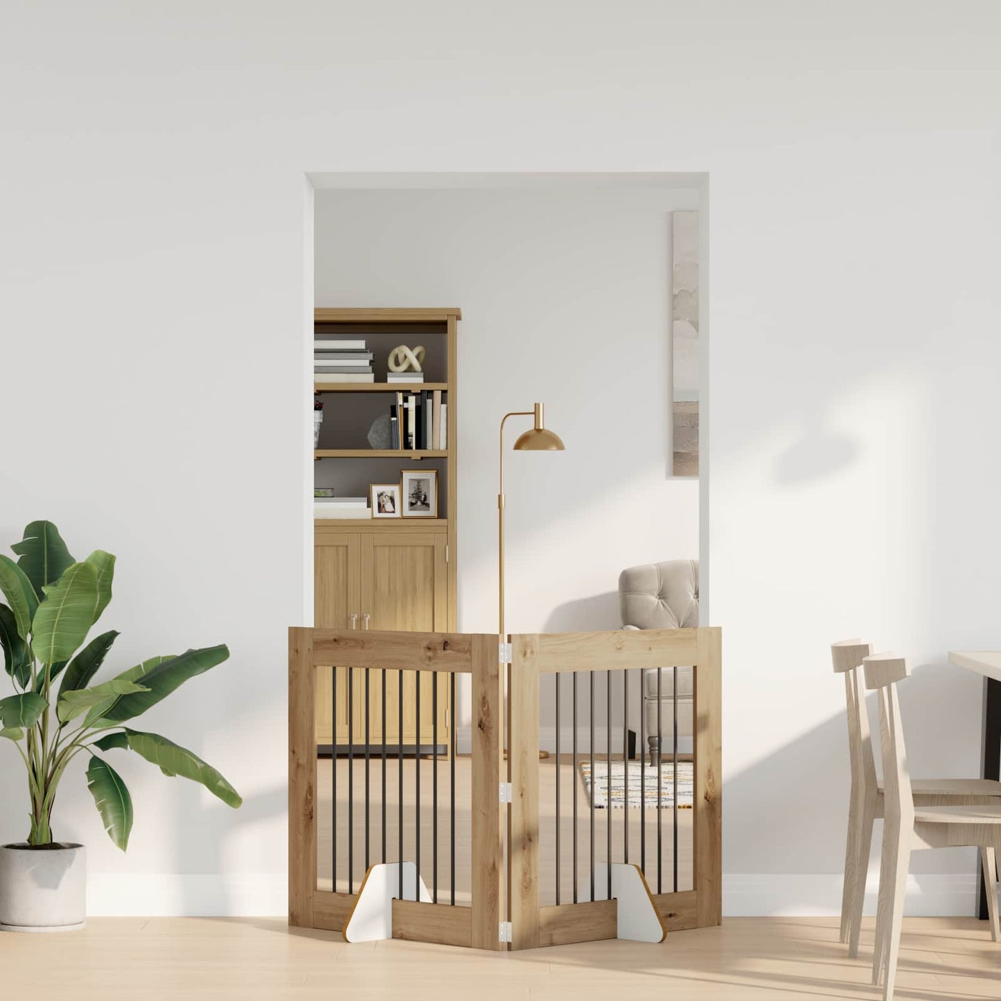 Sammenklappelig hundegitter med stativer 2 stk. Artisan-eg