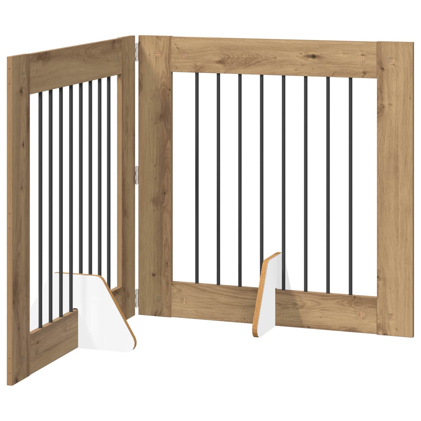 Sammenklappelig hundegitter med stativer 2 pcs Artisan-eg
