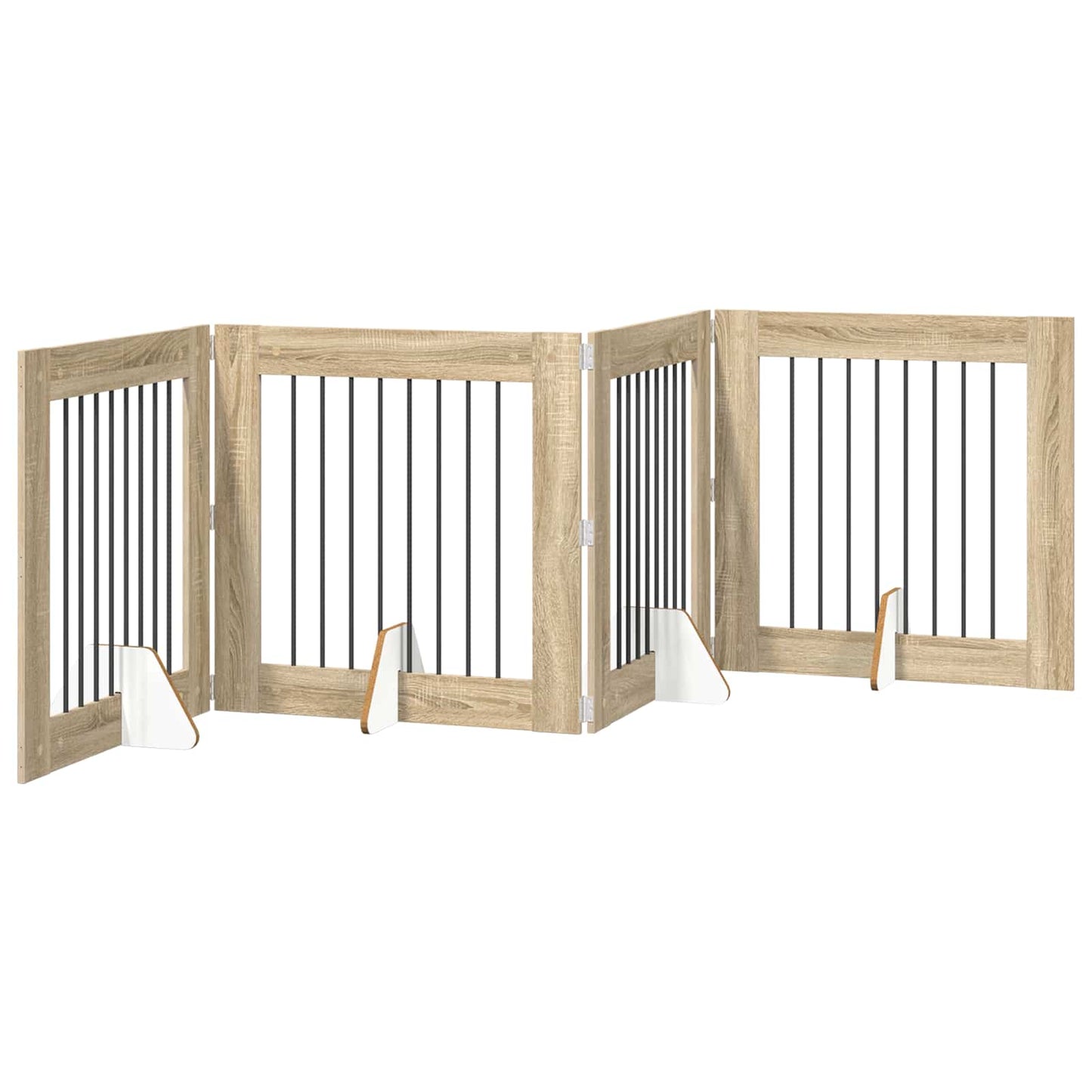 Sammenklappelig hundegitter med stativer 4 pcs Sonoma-eg 321 cm